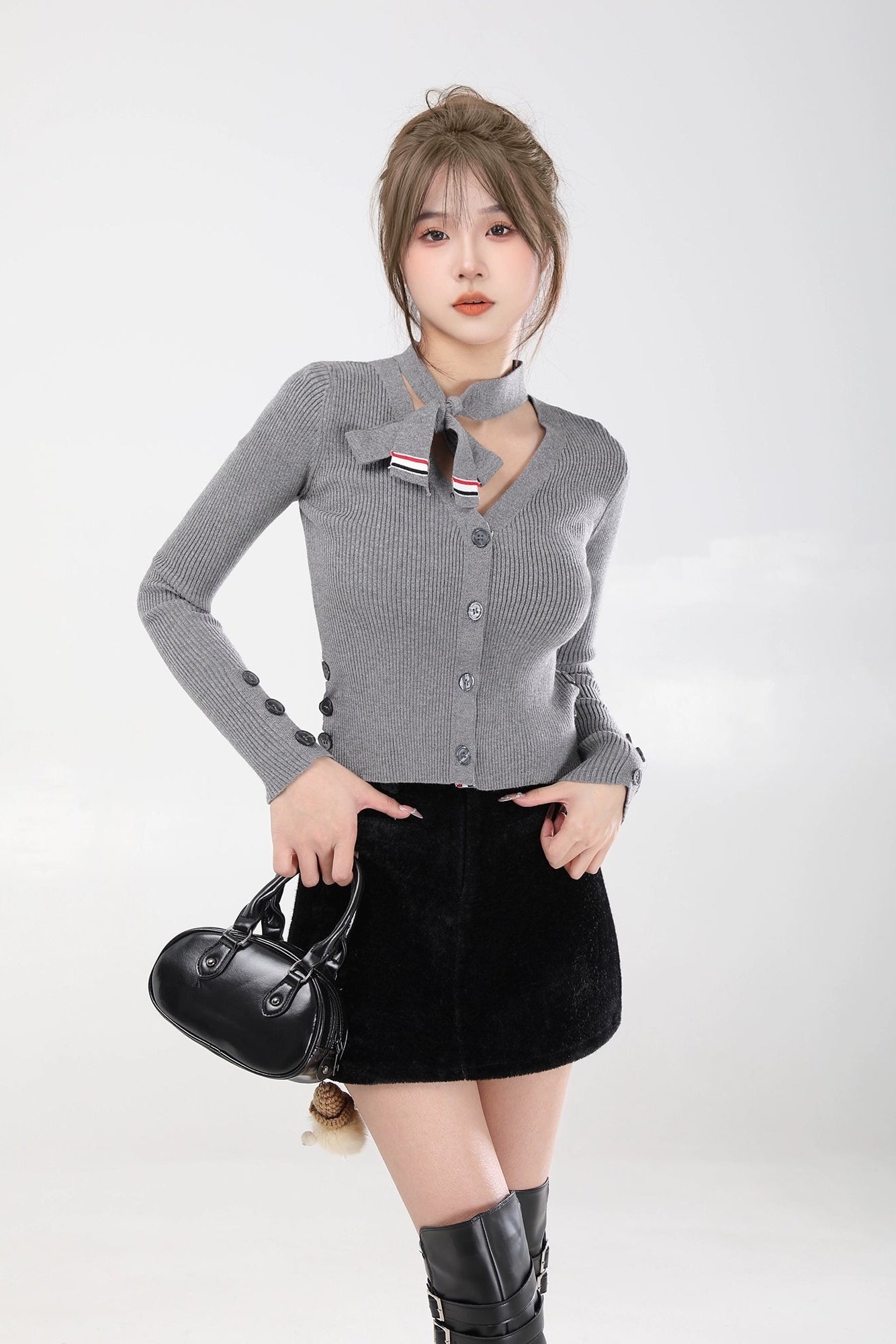 ribbon tie knit cardigan DL1464