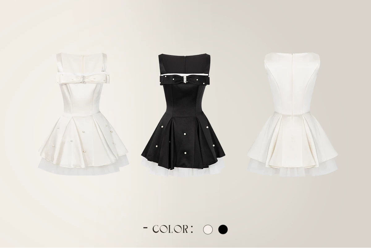 pearl ribbon bustier ballet dress DL1513