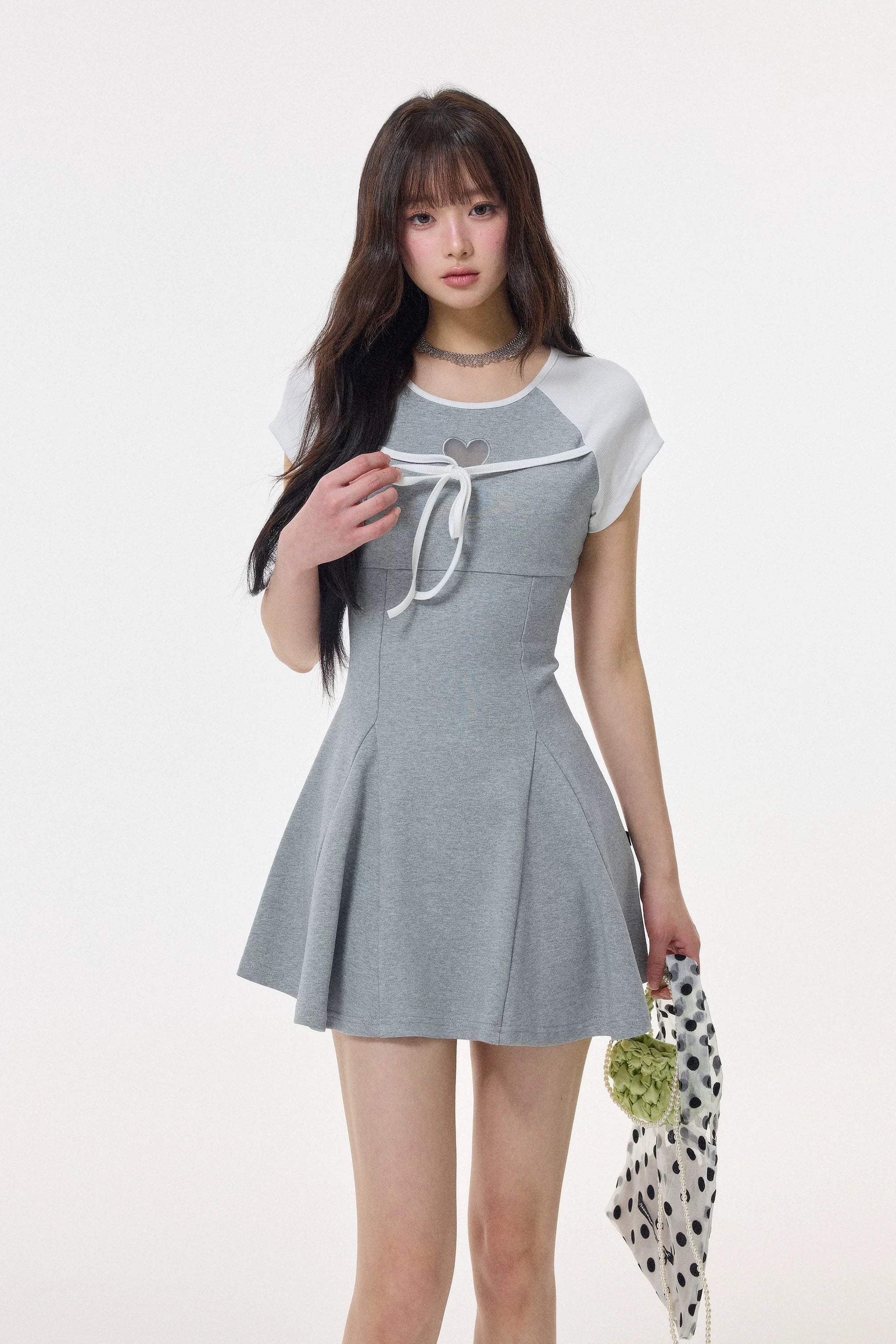 heart ribbon fit flare mini one-piece DL1525