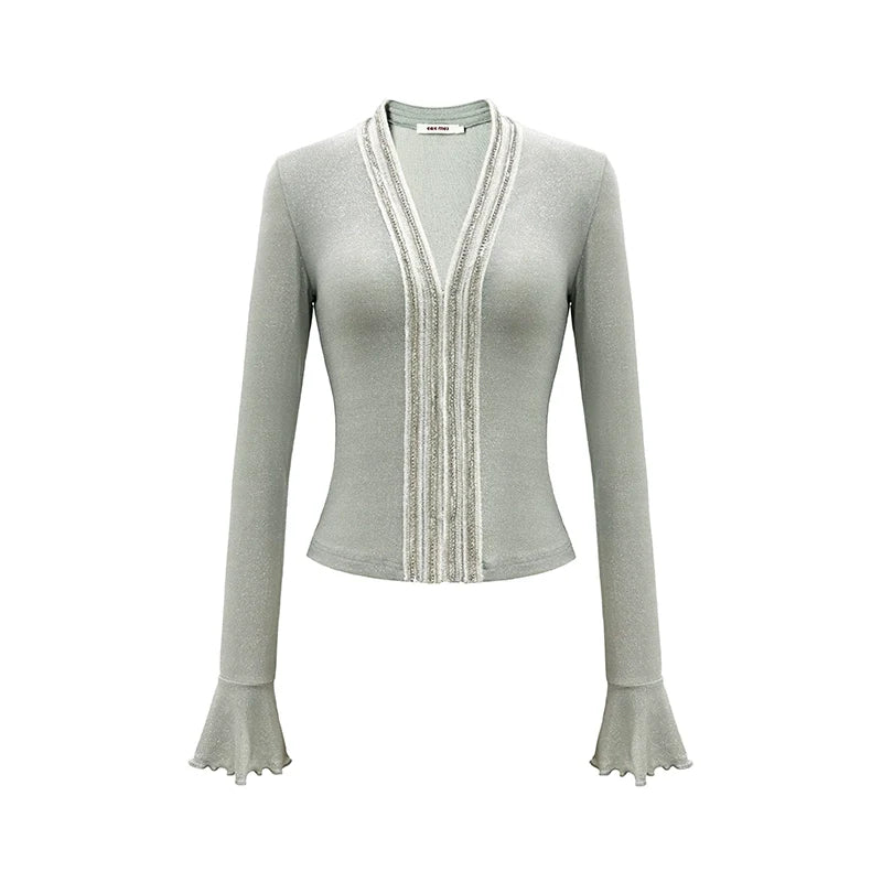 v-neck flare sleeve blouse DL10074