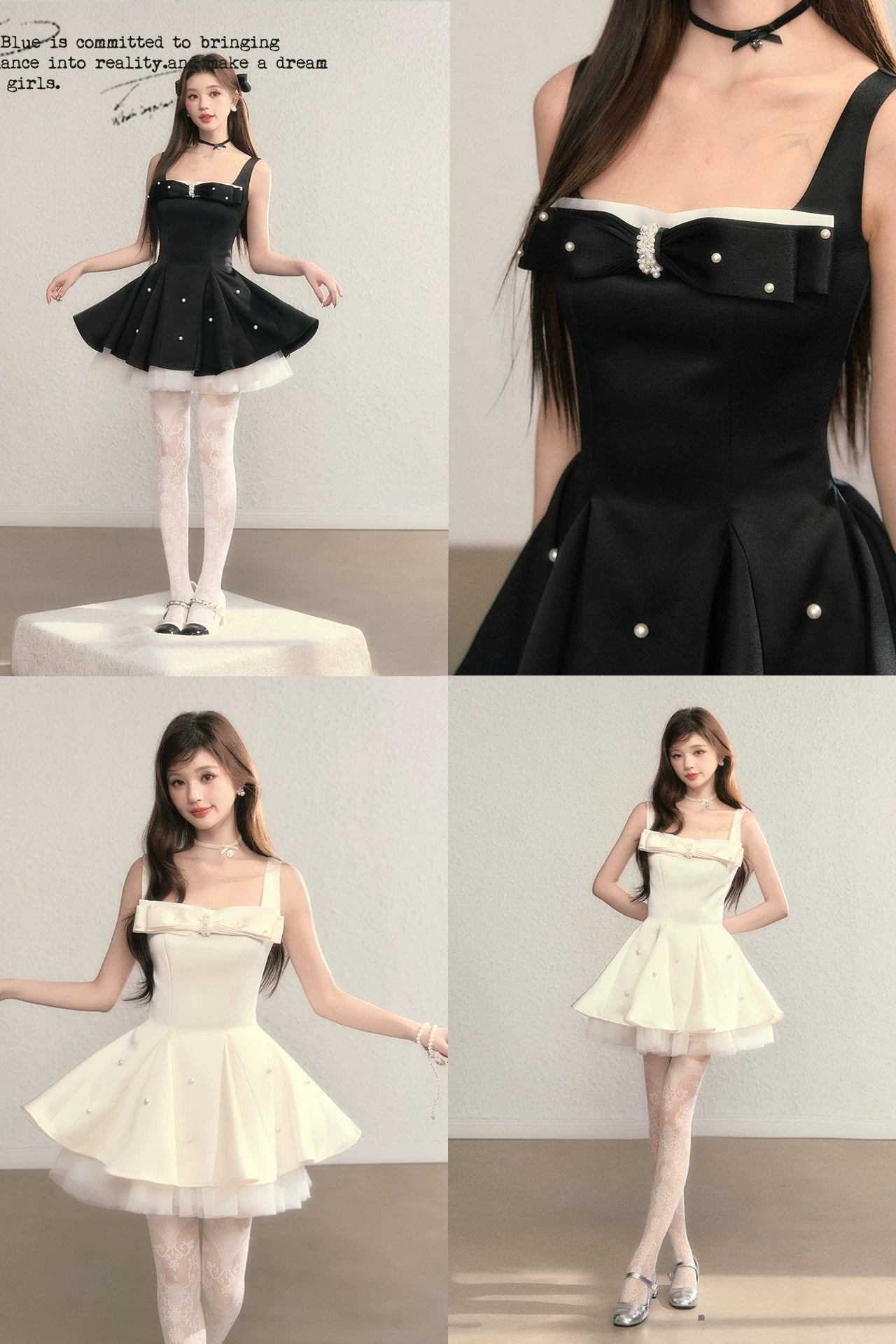 pearl ribbon bustier ballet dress DL1513