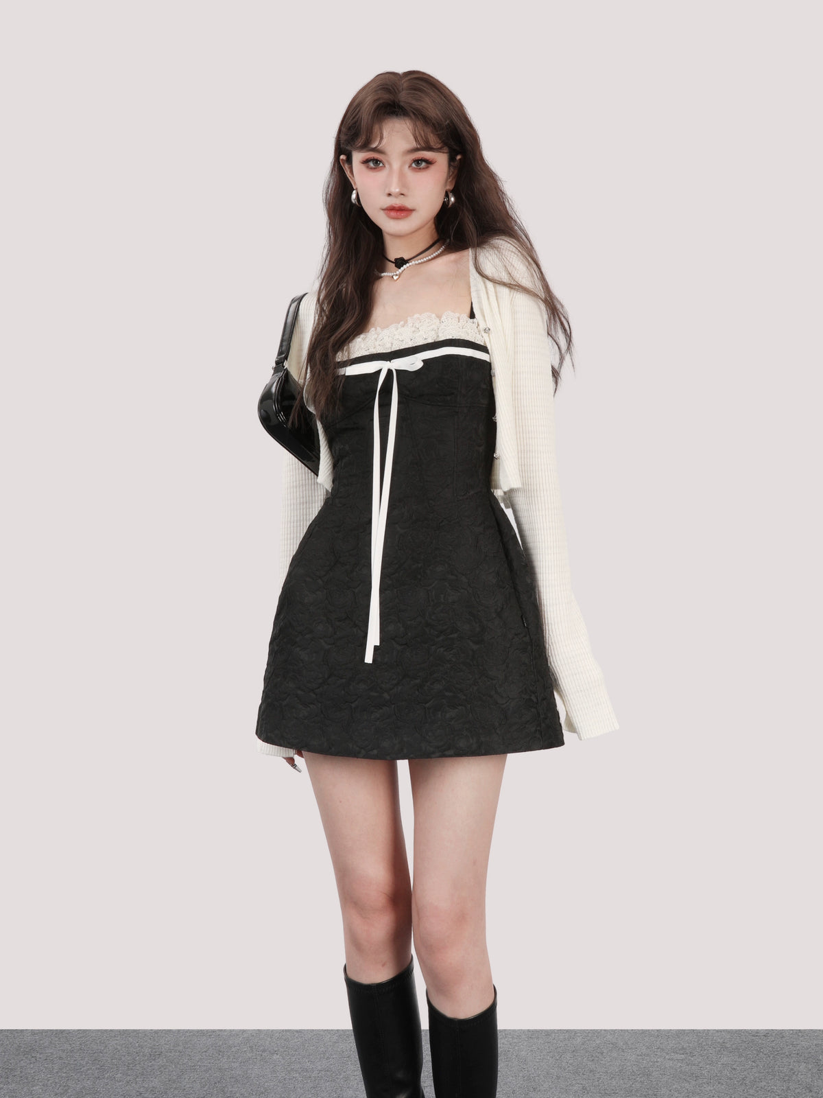 frill ribbon cami one-piece DL1101