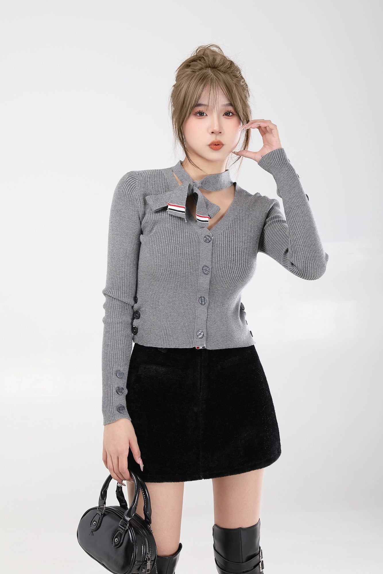 ribbon tie knit cardigan DL1464