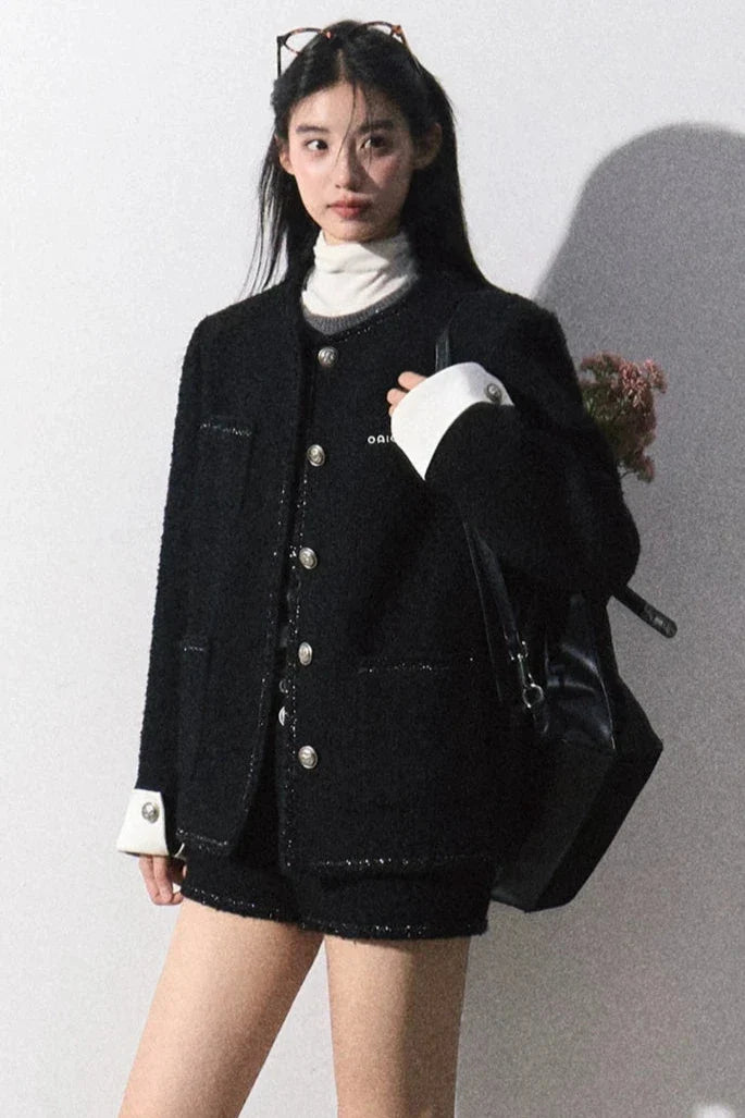 tweed line point black jacket DL10035