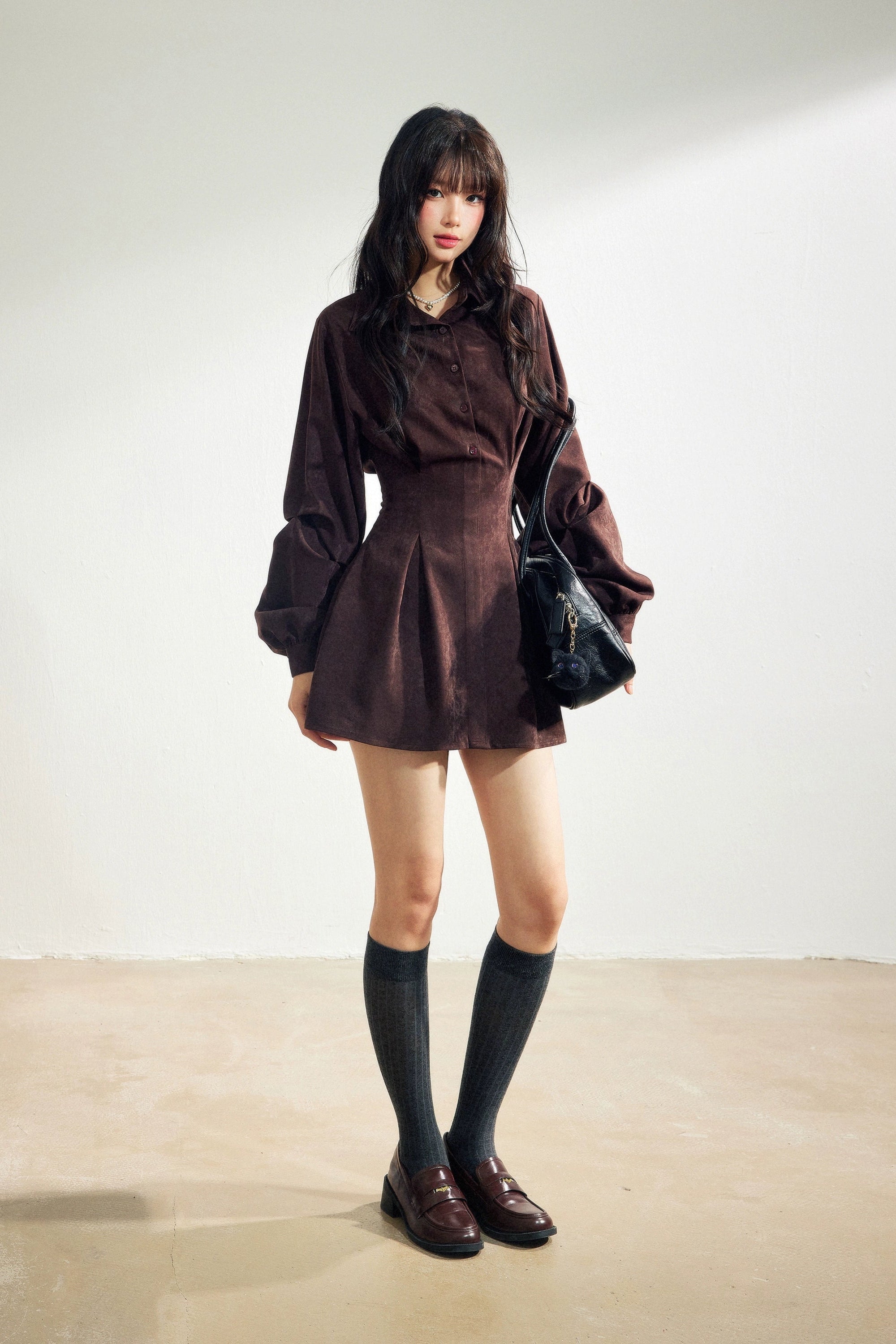 velour flare shirt one-piece DL1440