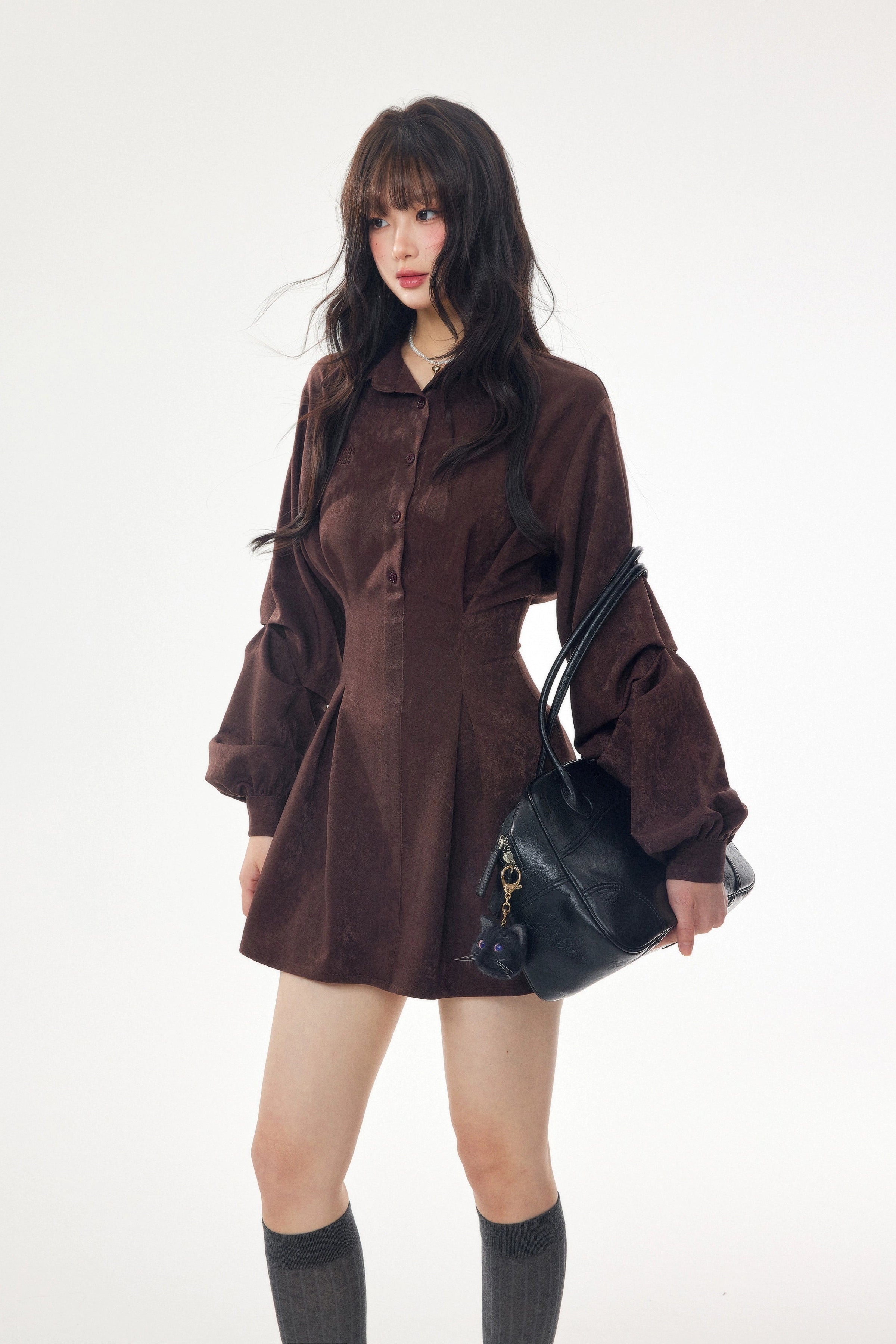 velour flare shirt one-piece DL1440