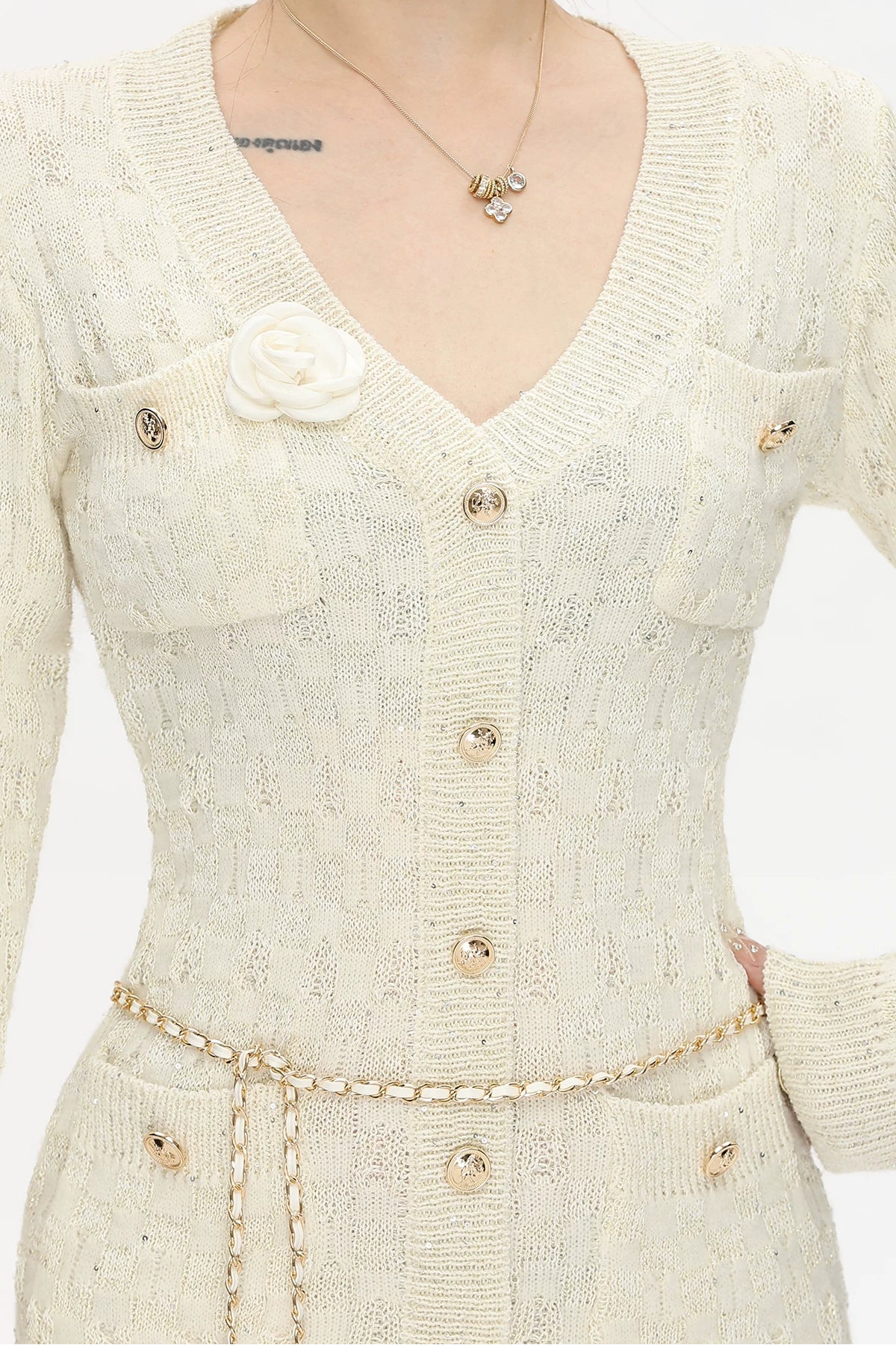 cable knit button mini dress DL1477