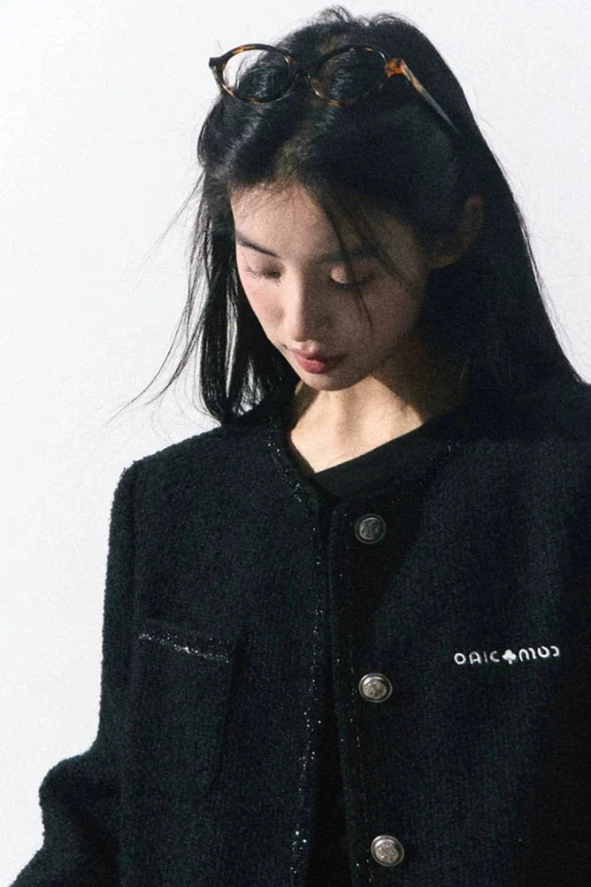 tweed line point black jacket DL10035