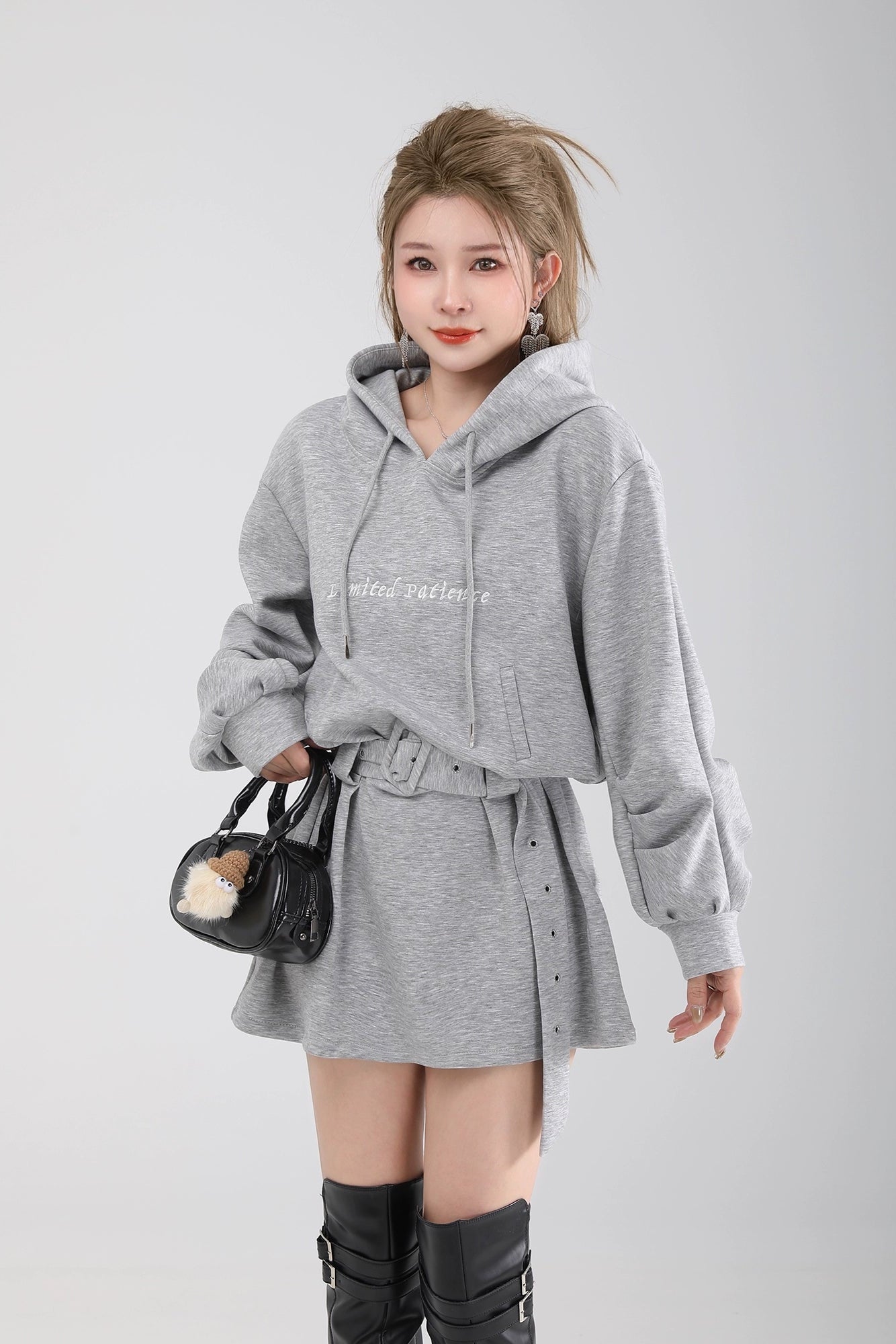 belted hoodie one-piece DL1462