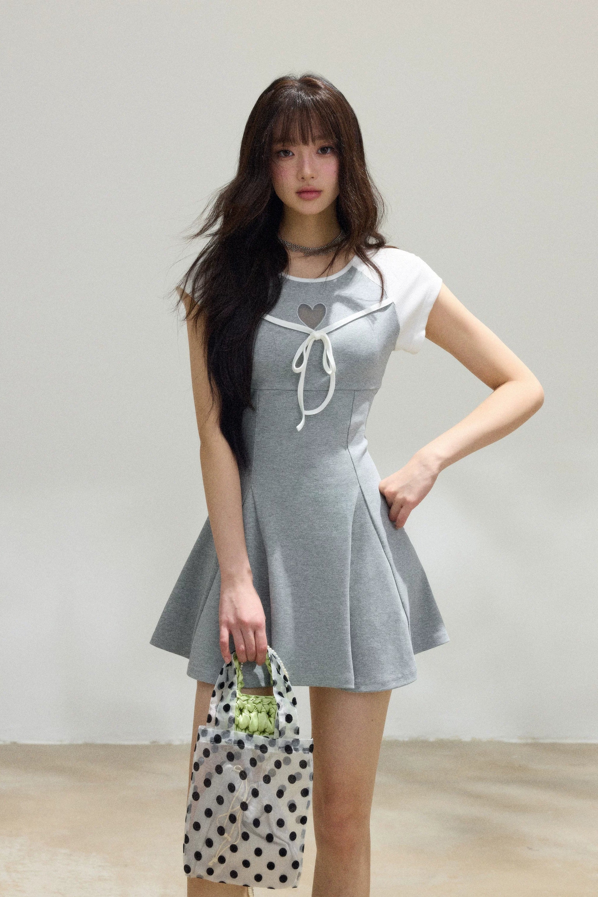 heart ribbon fit flare mini one-piece DL1525