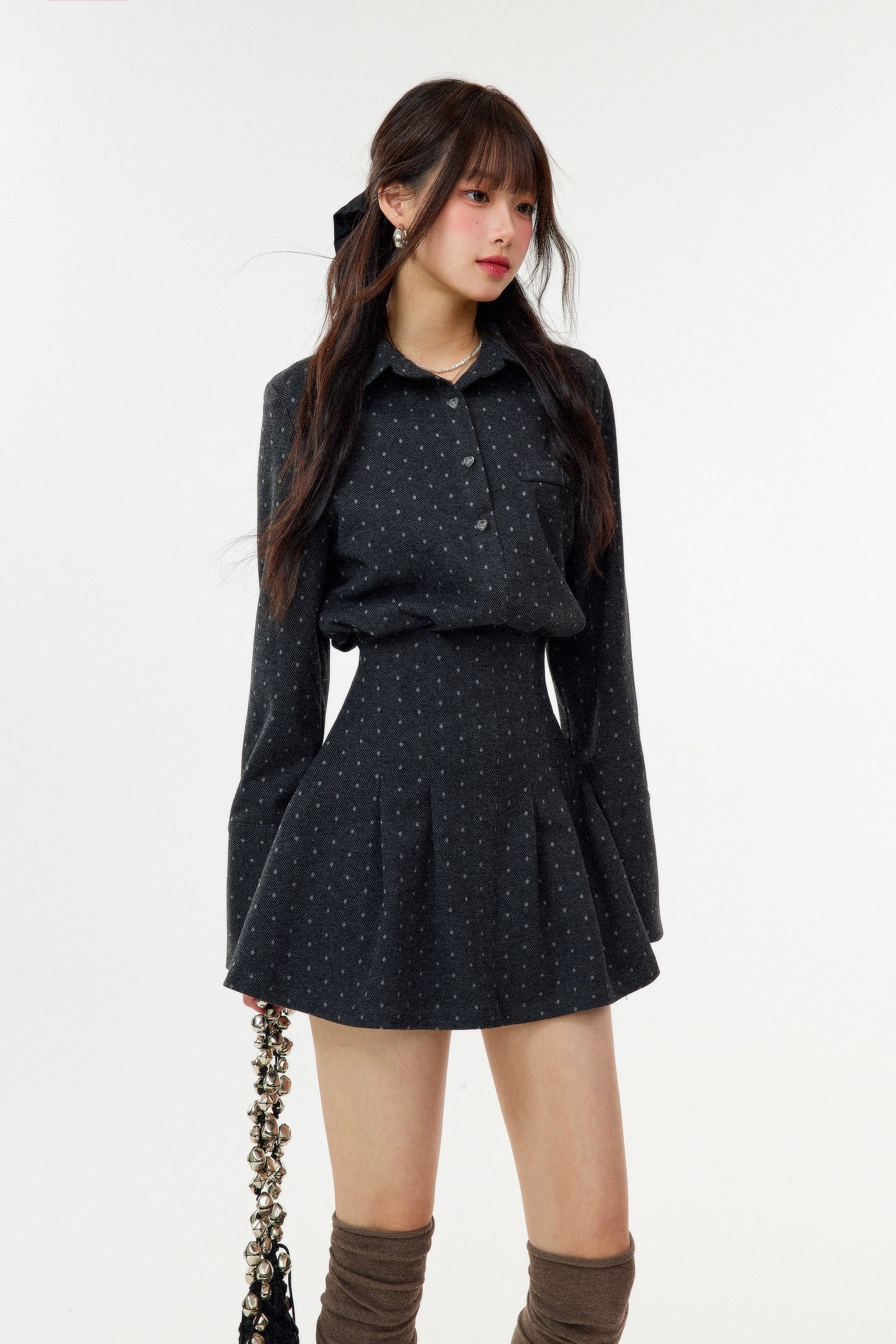polka dot collar one-piece DL1449