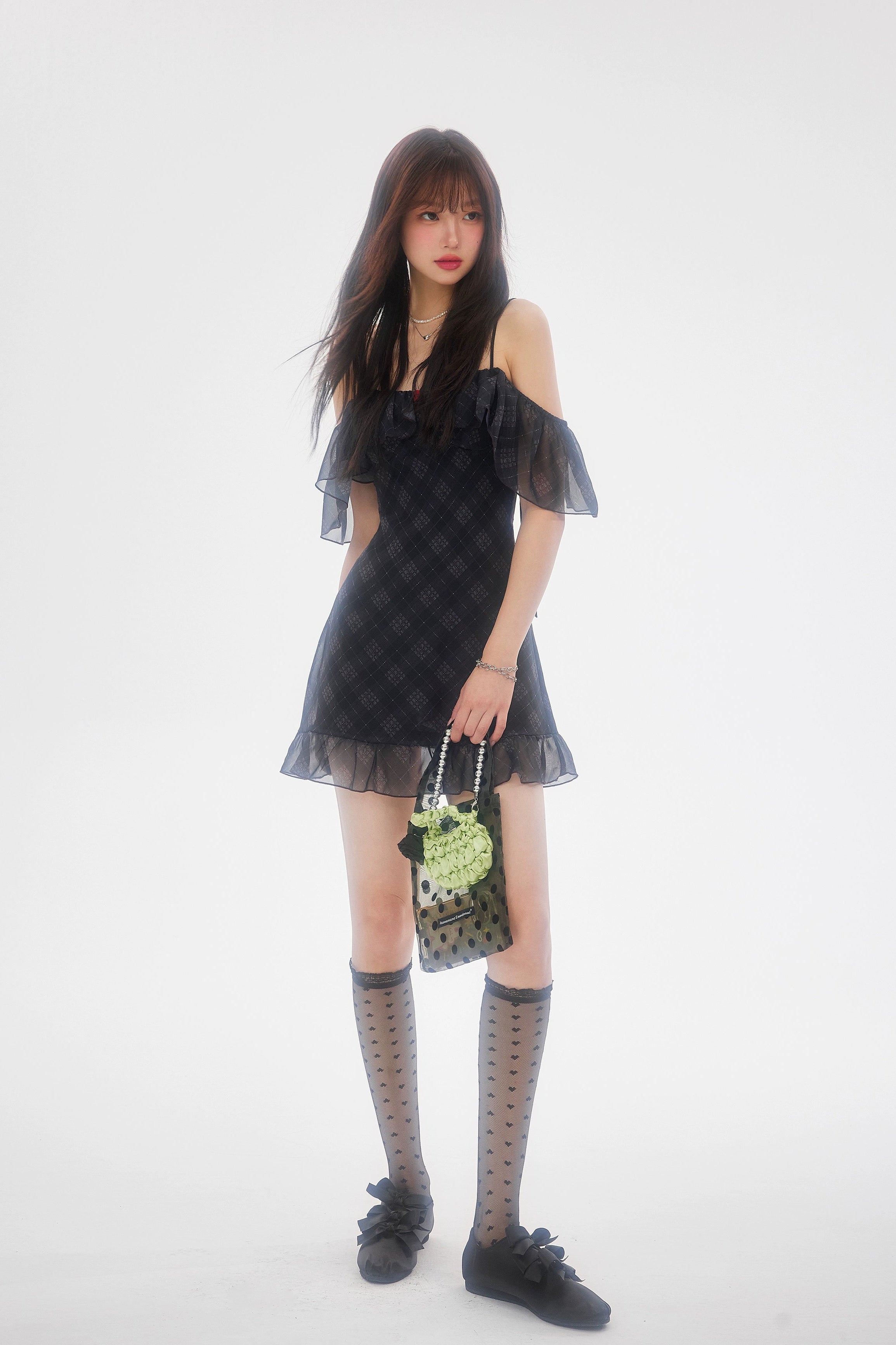 see-through check mini one-piece DL1413