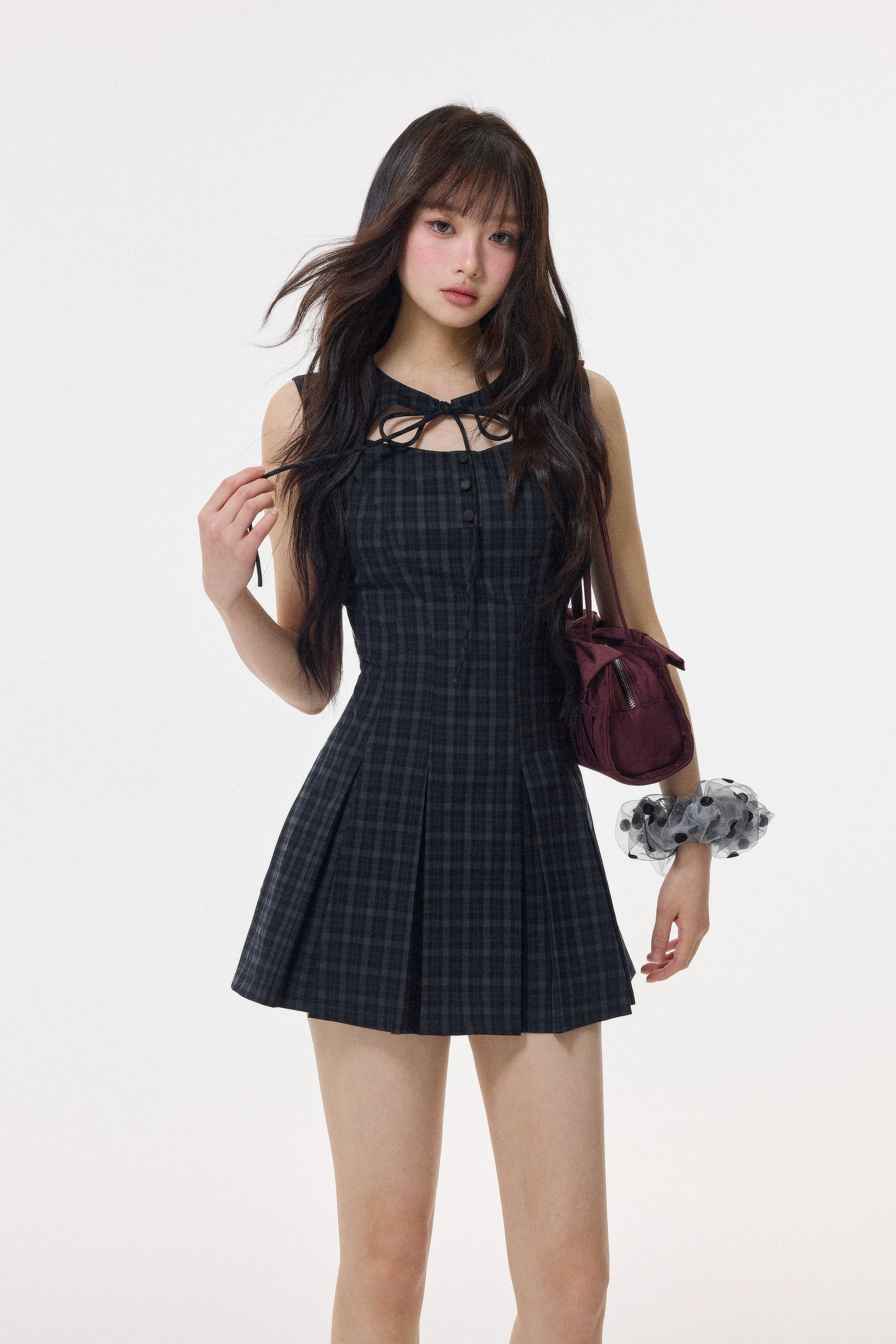 plaid ribbon mini one-piece DL1505