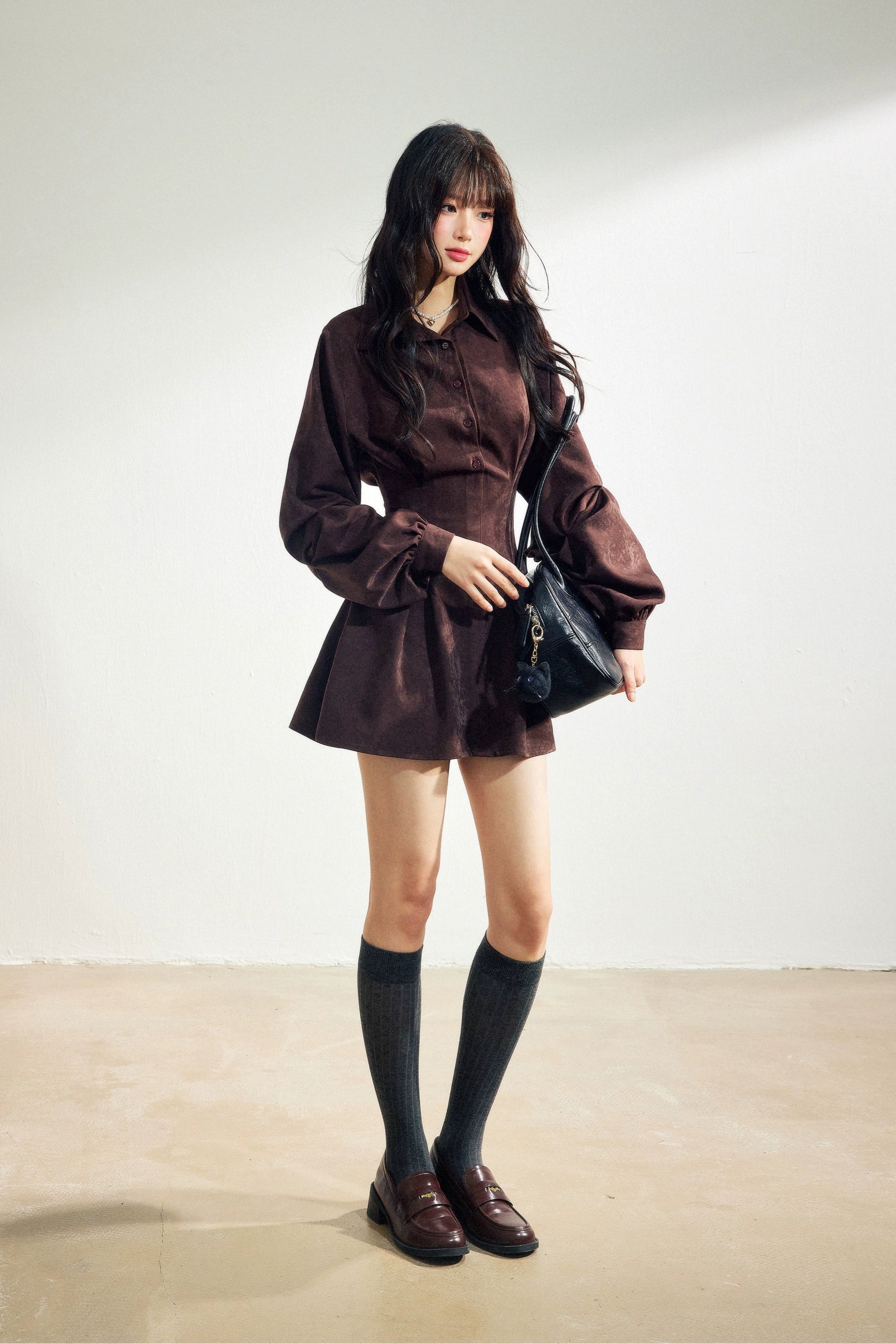 velour flare shirt one-piece DL1440