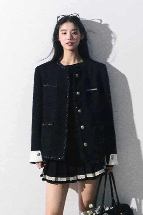 tweed line point black jacket DL10035