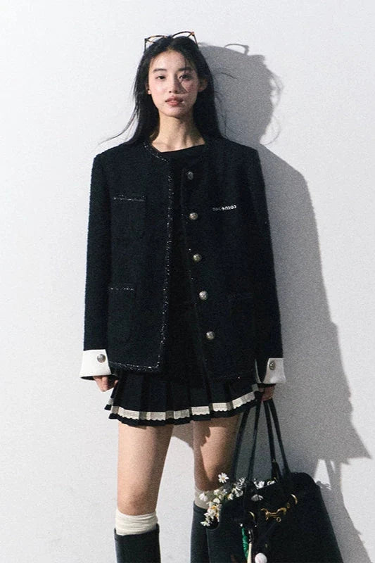 tweed line point black jacket DL10035