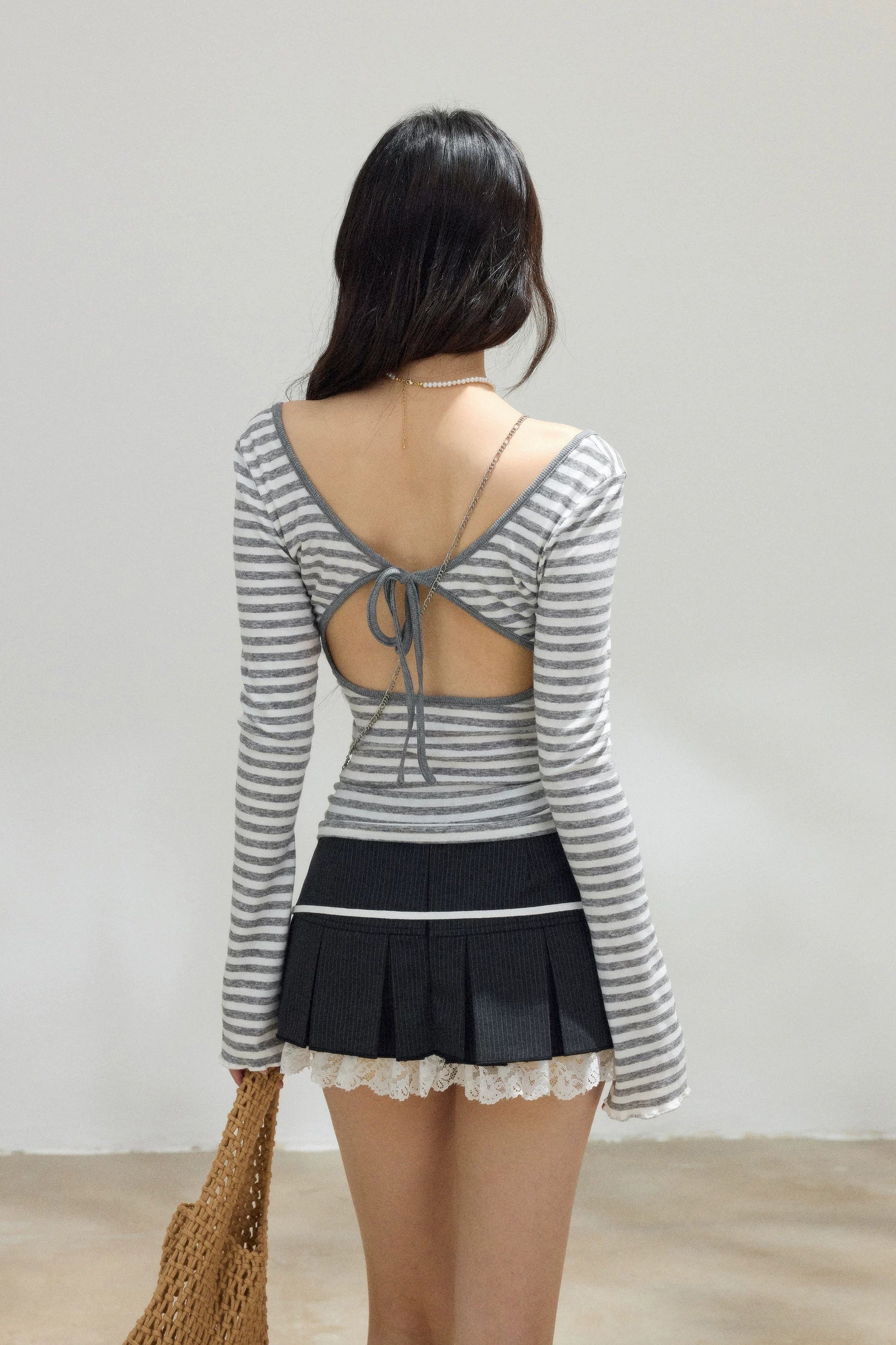stripe ribbon flare tops DL1522
