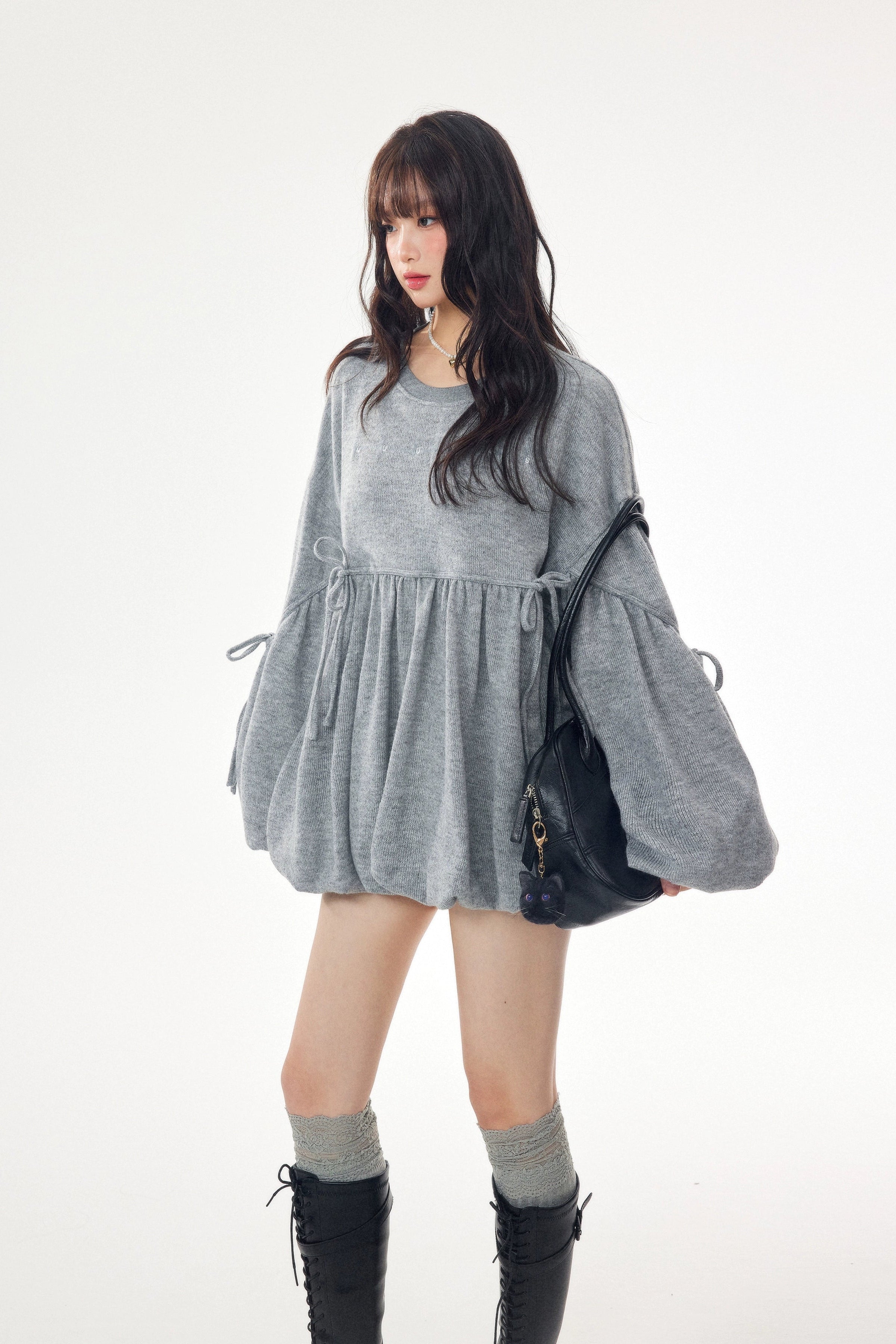 balloon hem sweat one-piece DL1447