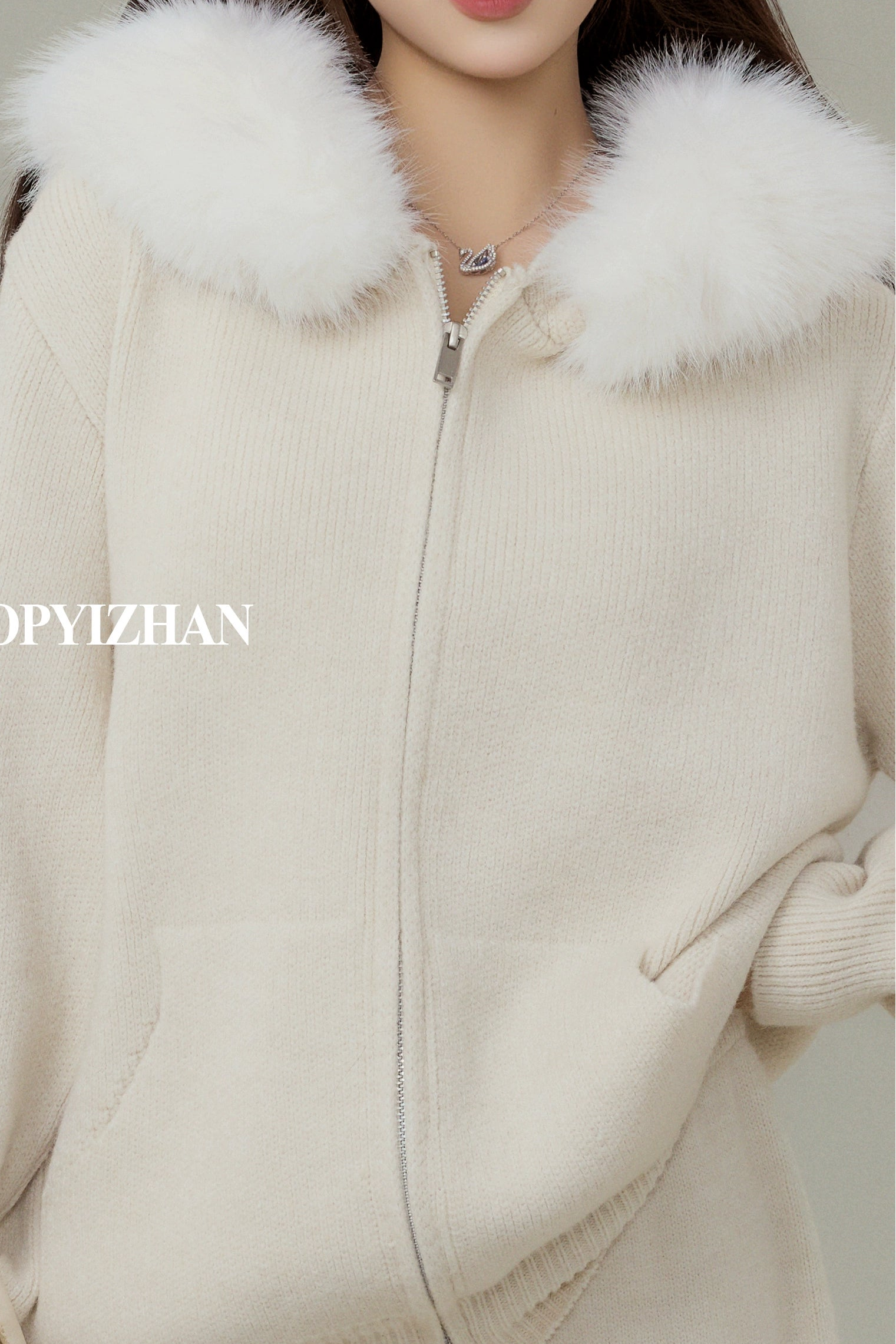 faux fur hoodie knit set DL1491