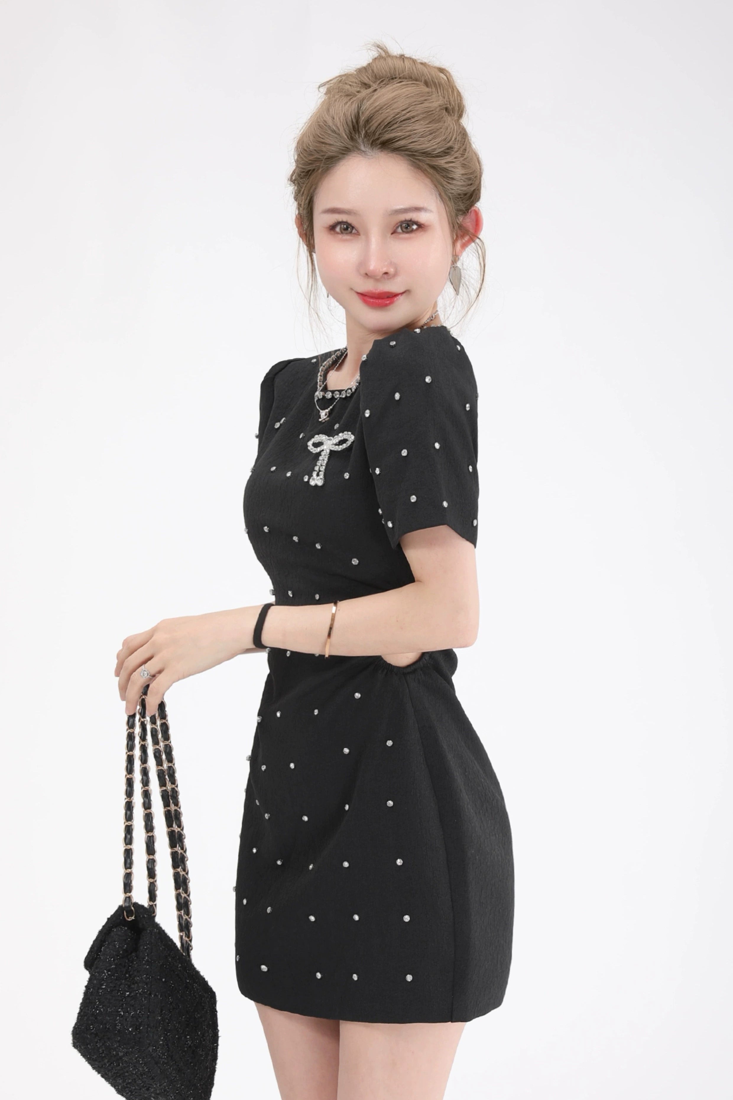 glitter ribbon one-pice DL1419