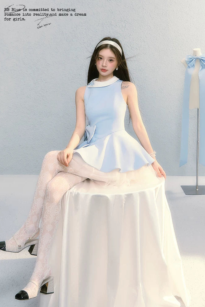 pastel ribbon peplum ballet dress DL1508