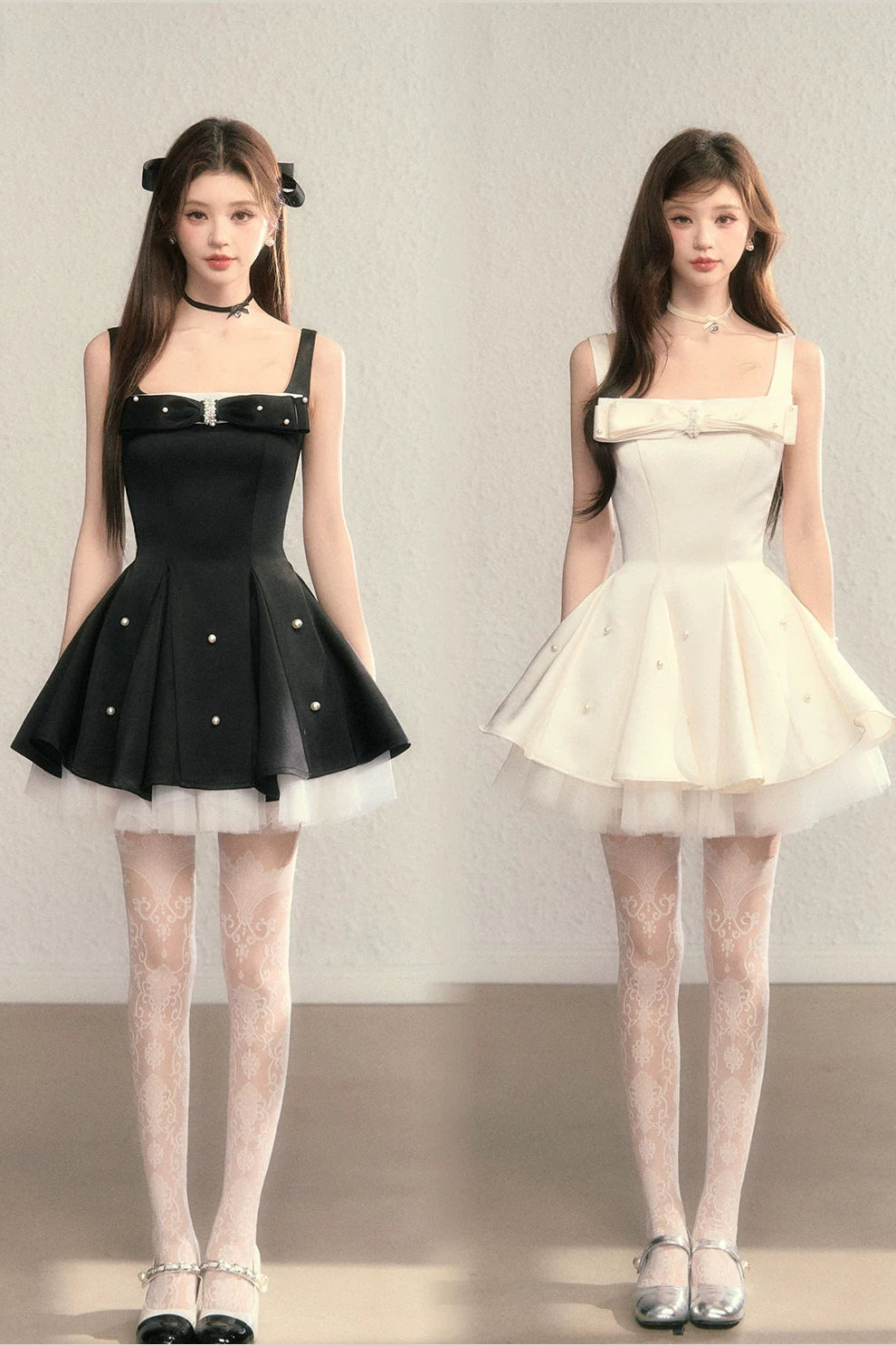 pearl ribbon bustier ballet dress DL1513