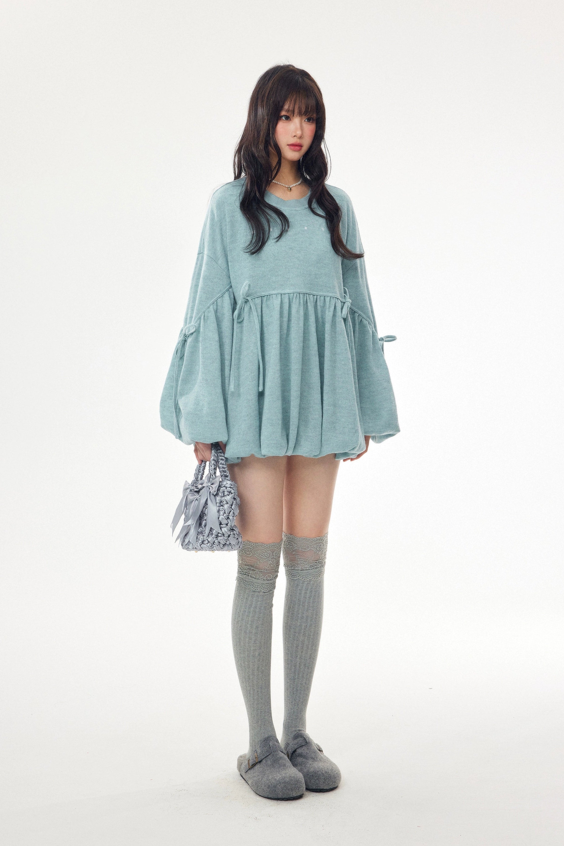 balloon hem sweat one-piece DL1447