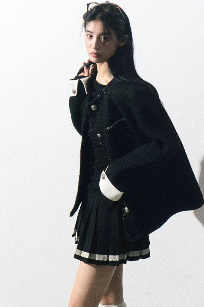 tweed line point black jacket DL10035