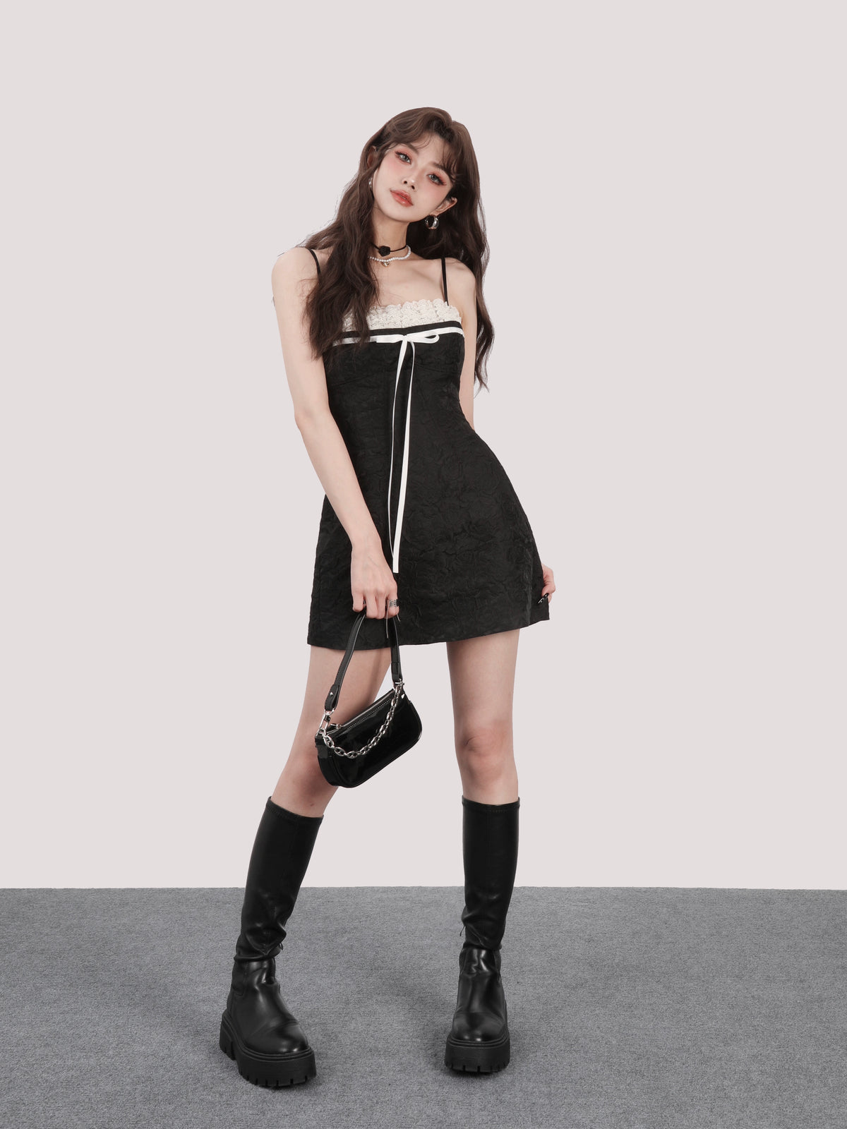 frill ribbon cami one-piece DL1101