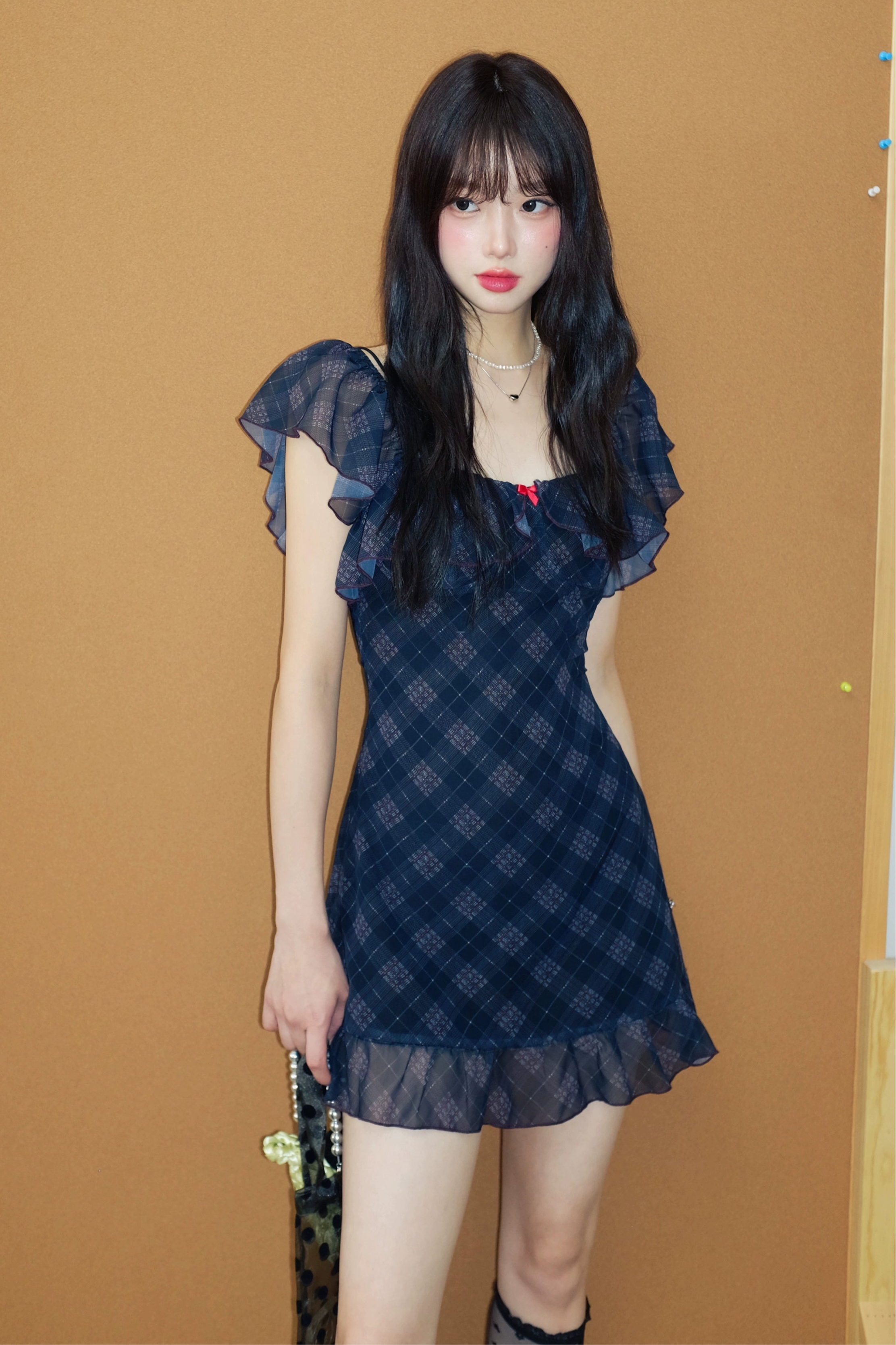 see-through check mini one-piece DL1413