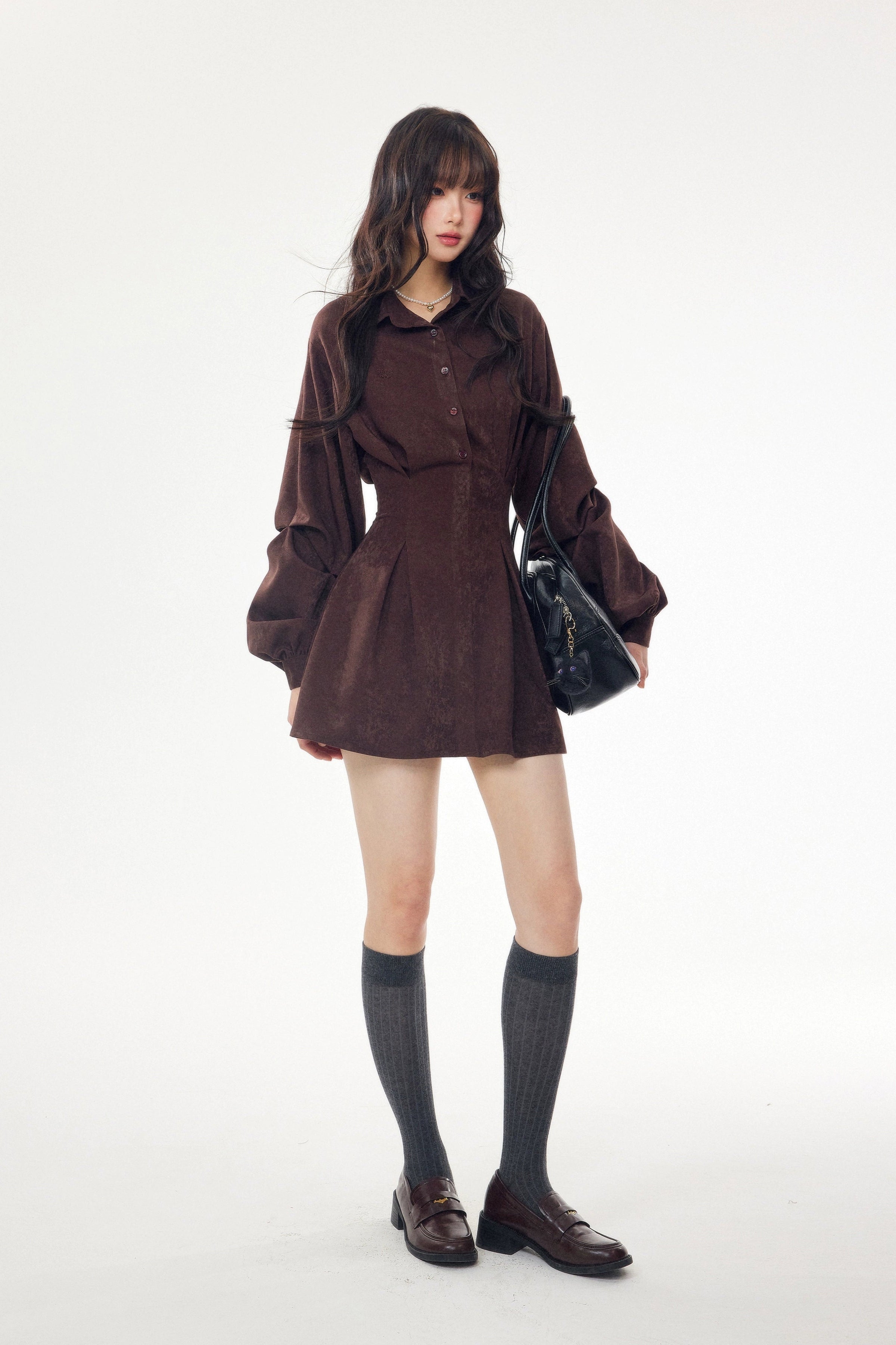 velour flare shirt one-piece DL1440