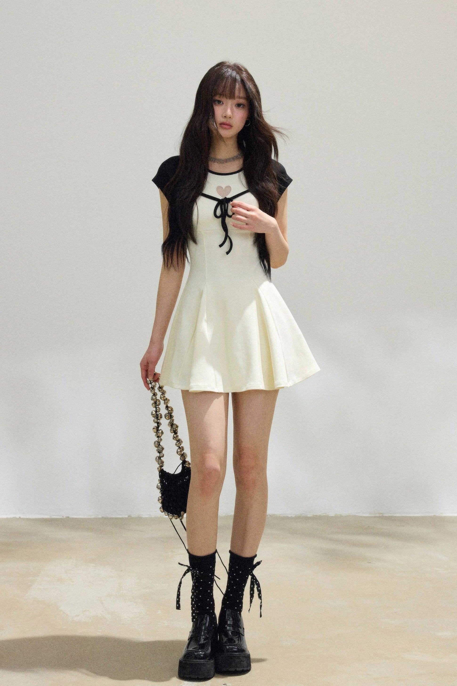 heart ribbon fit flare mini one-piece DL1525