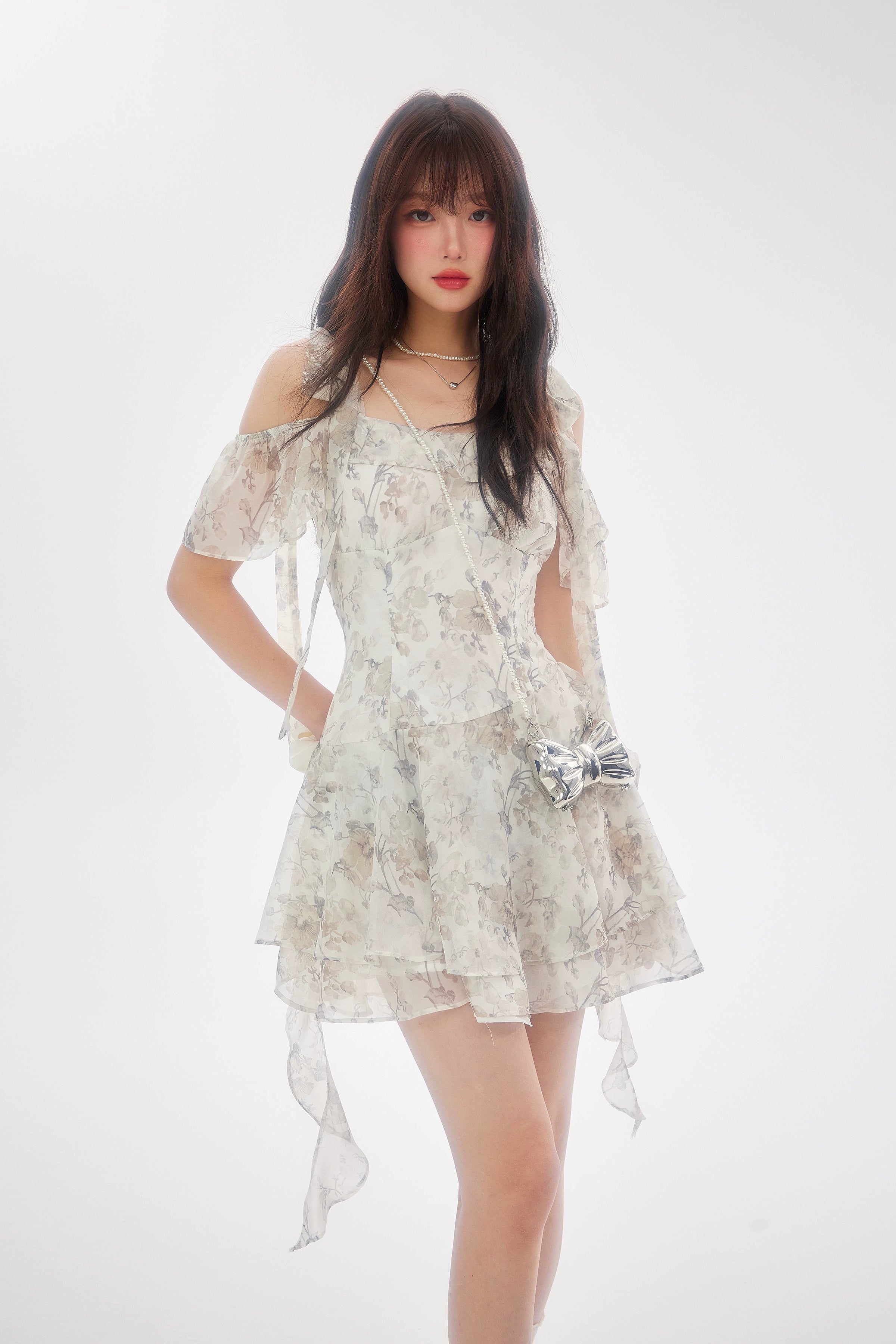 ★Since Then★ Irene shirring long one-piece flower shirring one-piece DL1433