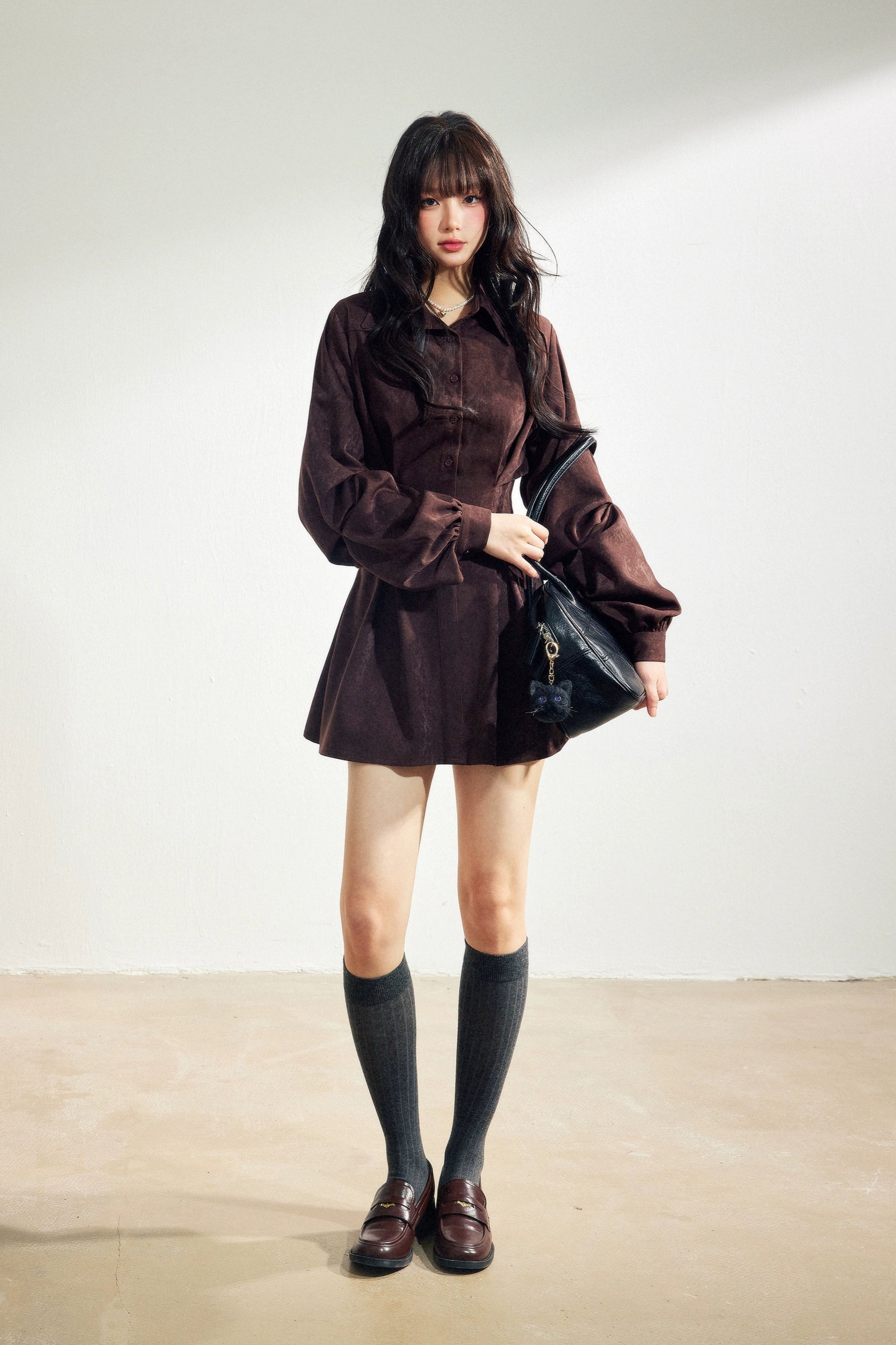 velour flare shirt one-piece DL1440