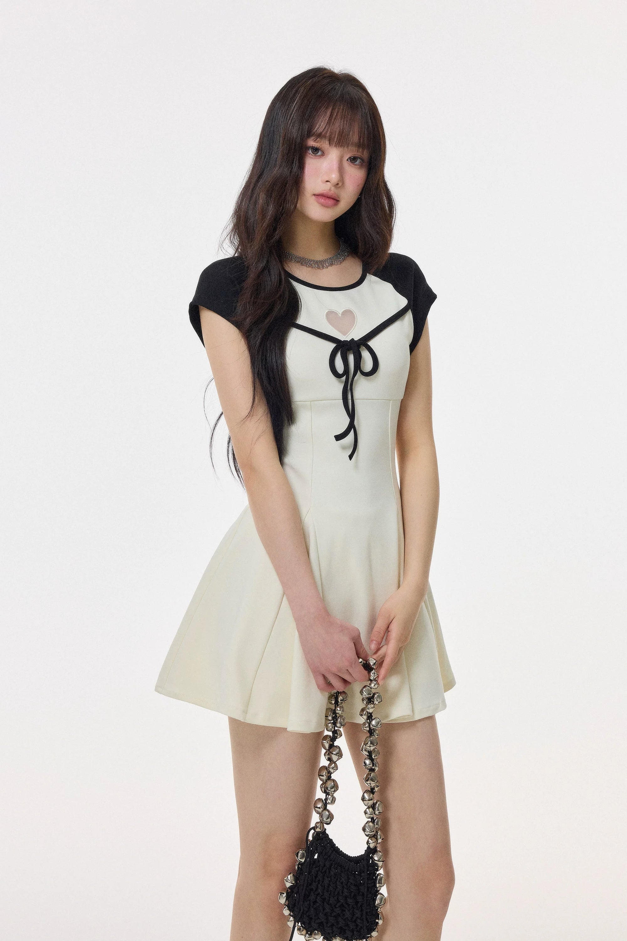 heart ribbon fit flare mini one-piece DL1525