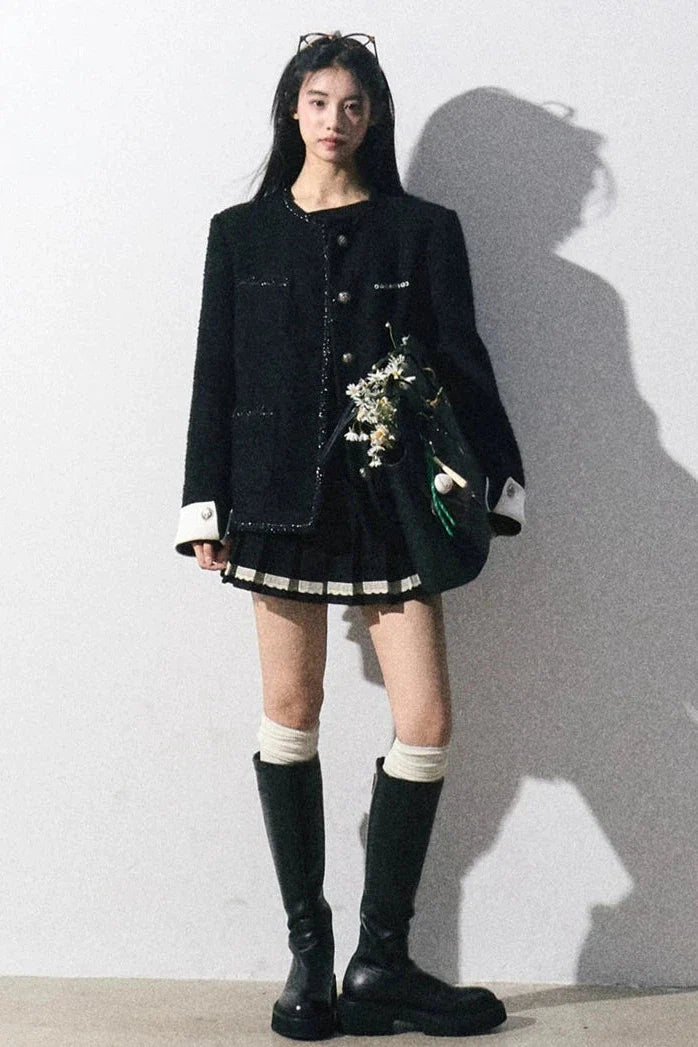 tweed line point black jacket DL10035
