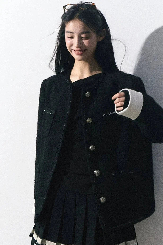 tweed line point black jacket DL10035