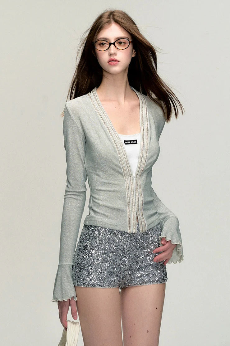 v-neck flare sleeve blouse DL10074