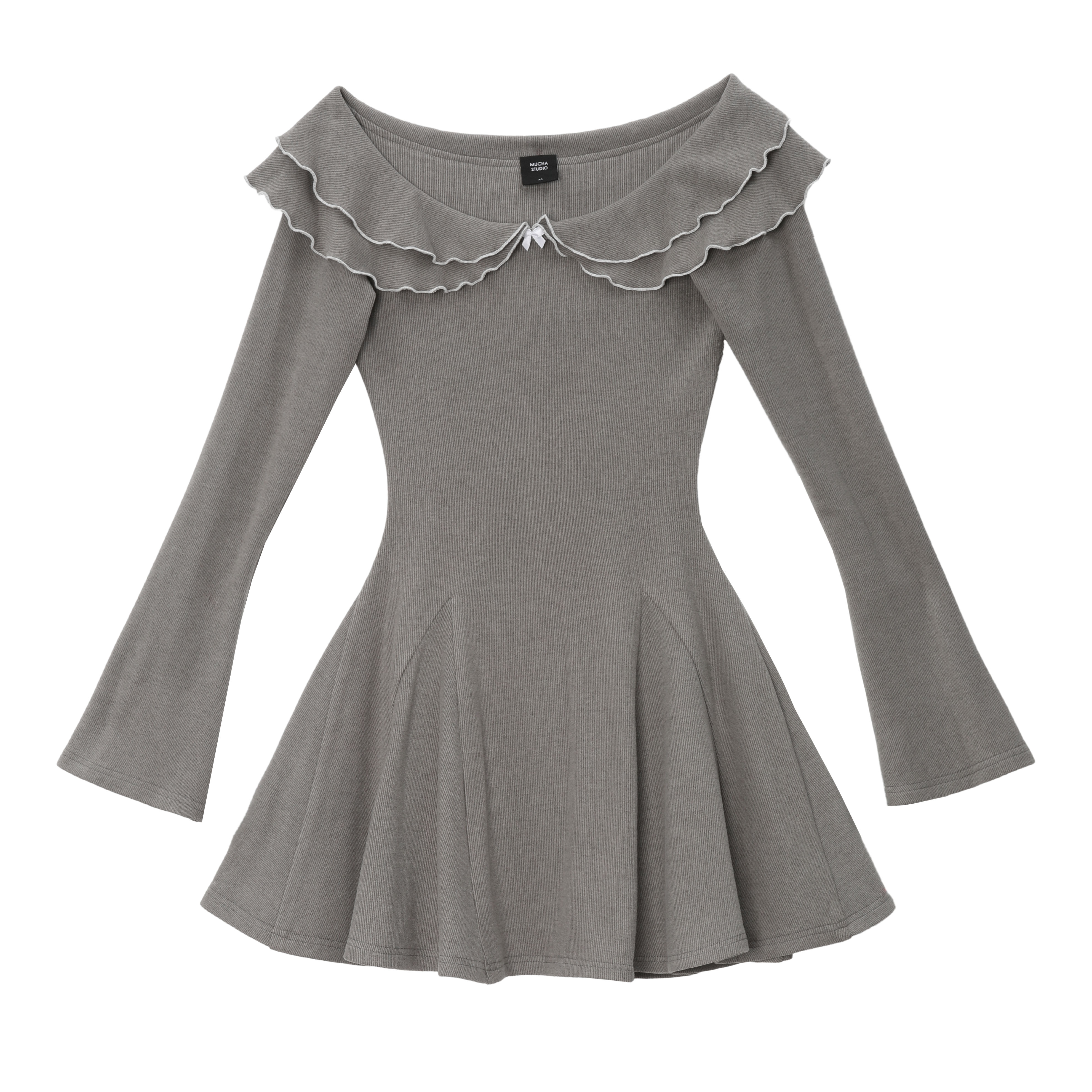 ruffle collar ribbon one-piece DL1452