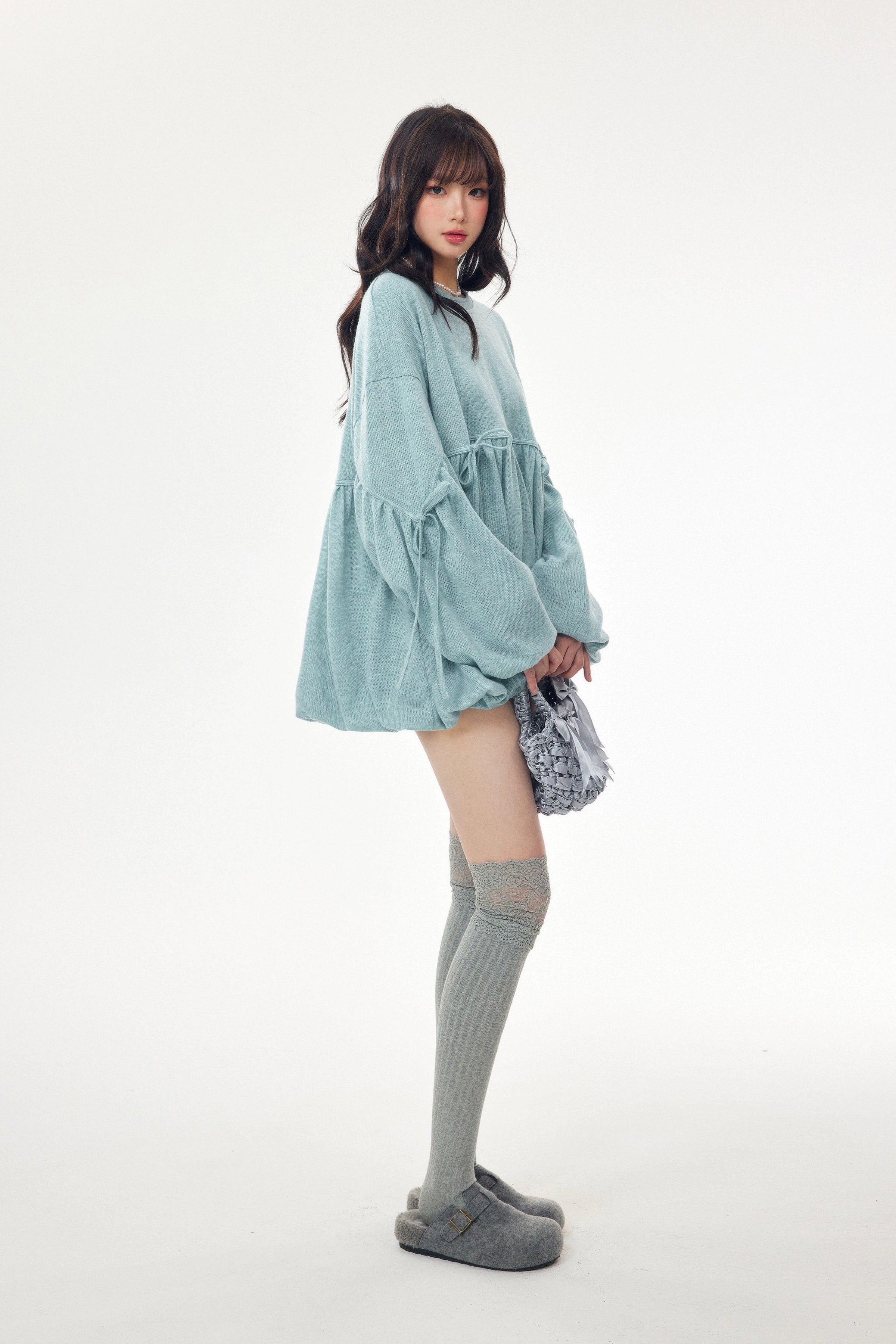 balloon hem sweat one-piece DL1447