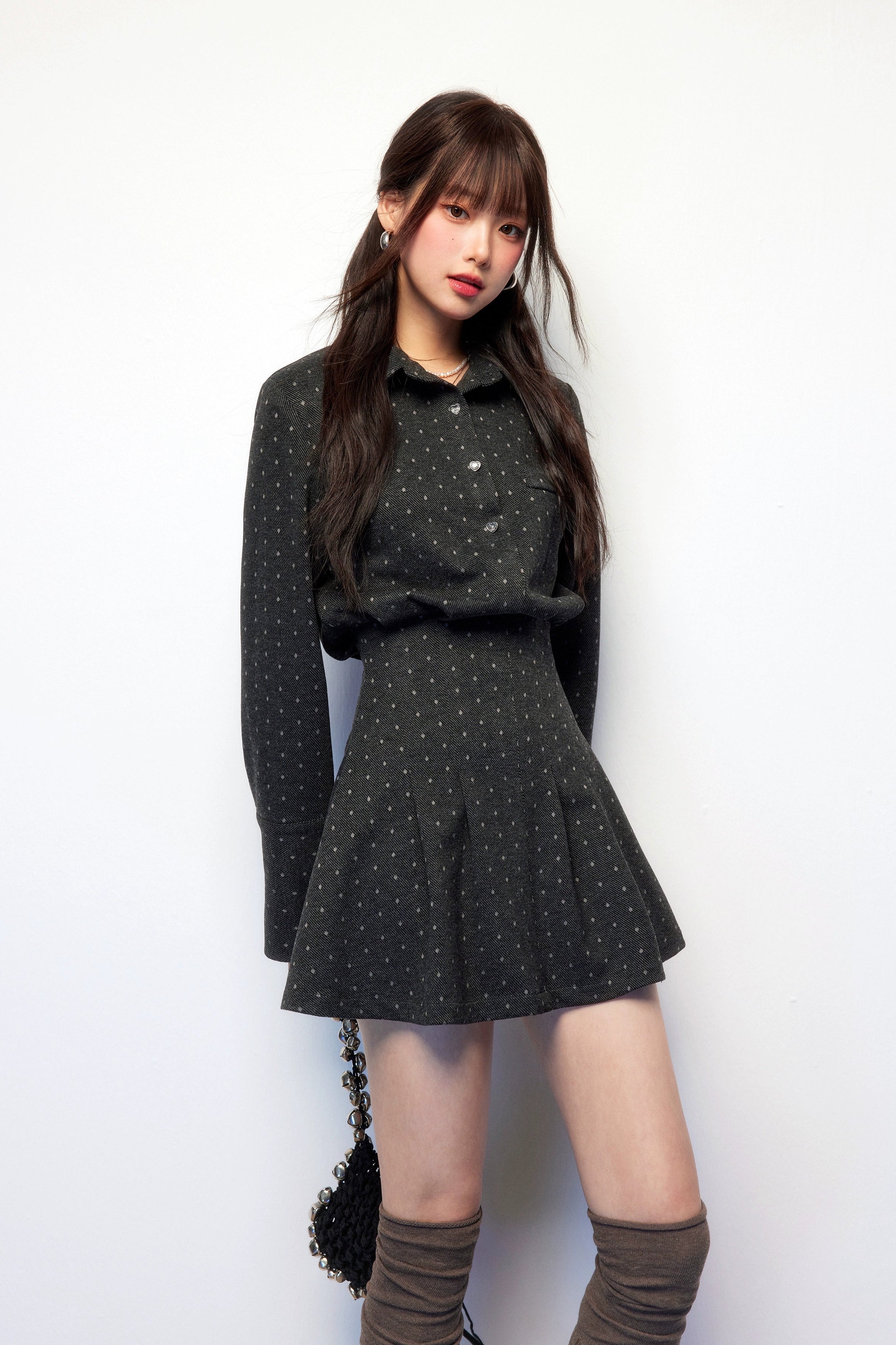 polka dot collar one-piece DL1449