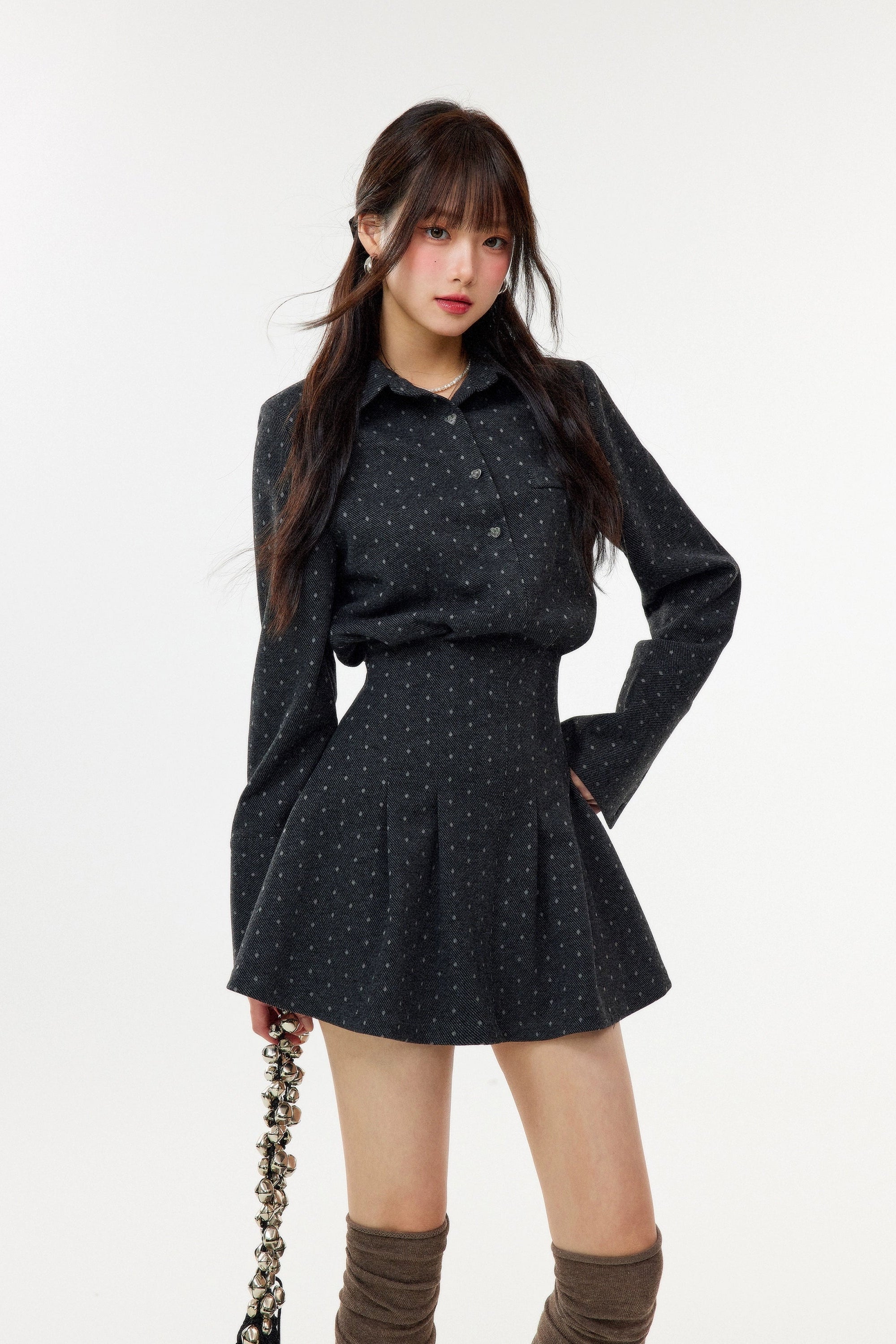 polka dot collar one-piece DL1449