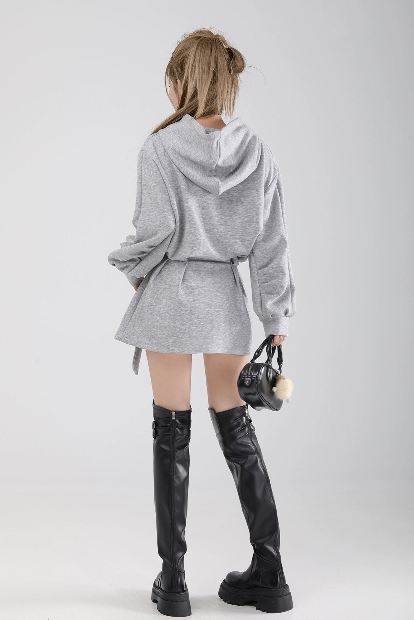 belted hoodie one-piece DL1462
