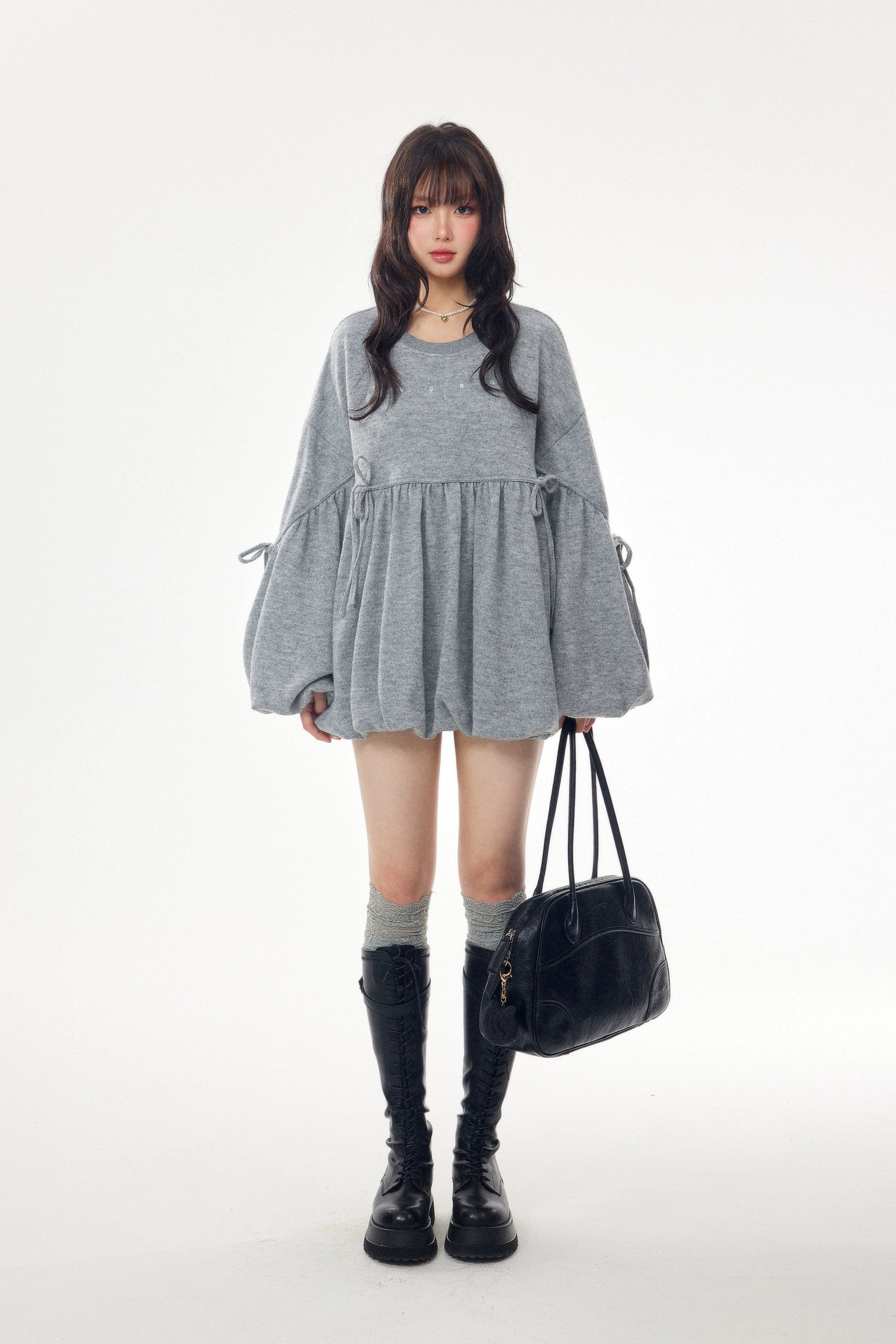 balloon hem sweat one-piece DL1447